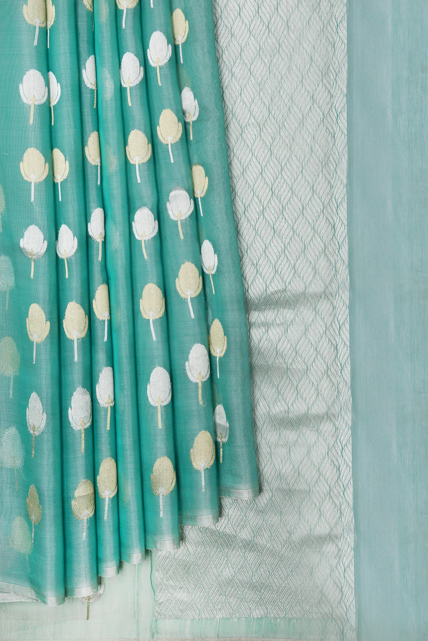 Blue Chanderi Tissue Silk Saree - Image 4