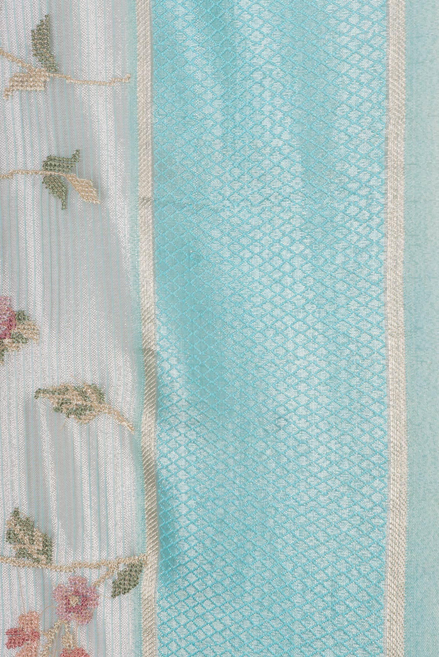 Light Blue Organza Silk Saree - Image 3