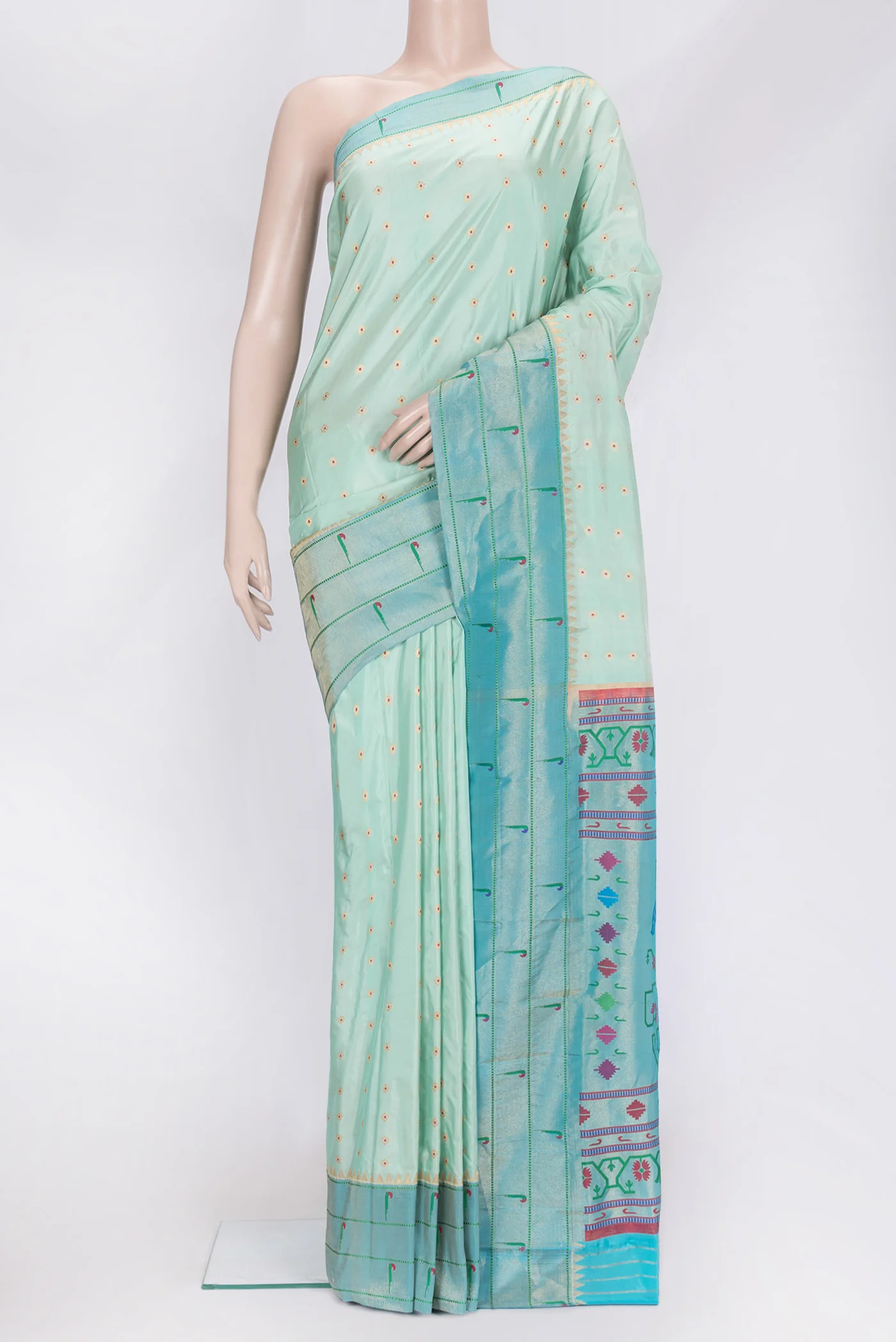 Light Blue Paithani Silk Saree