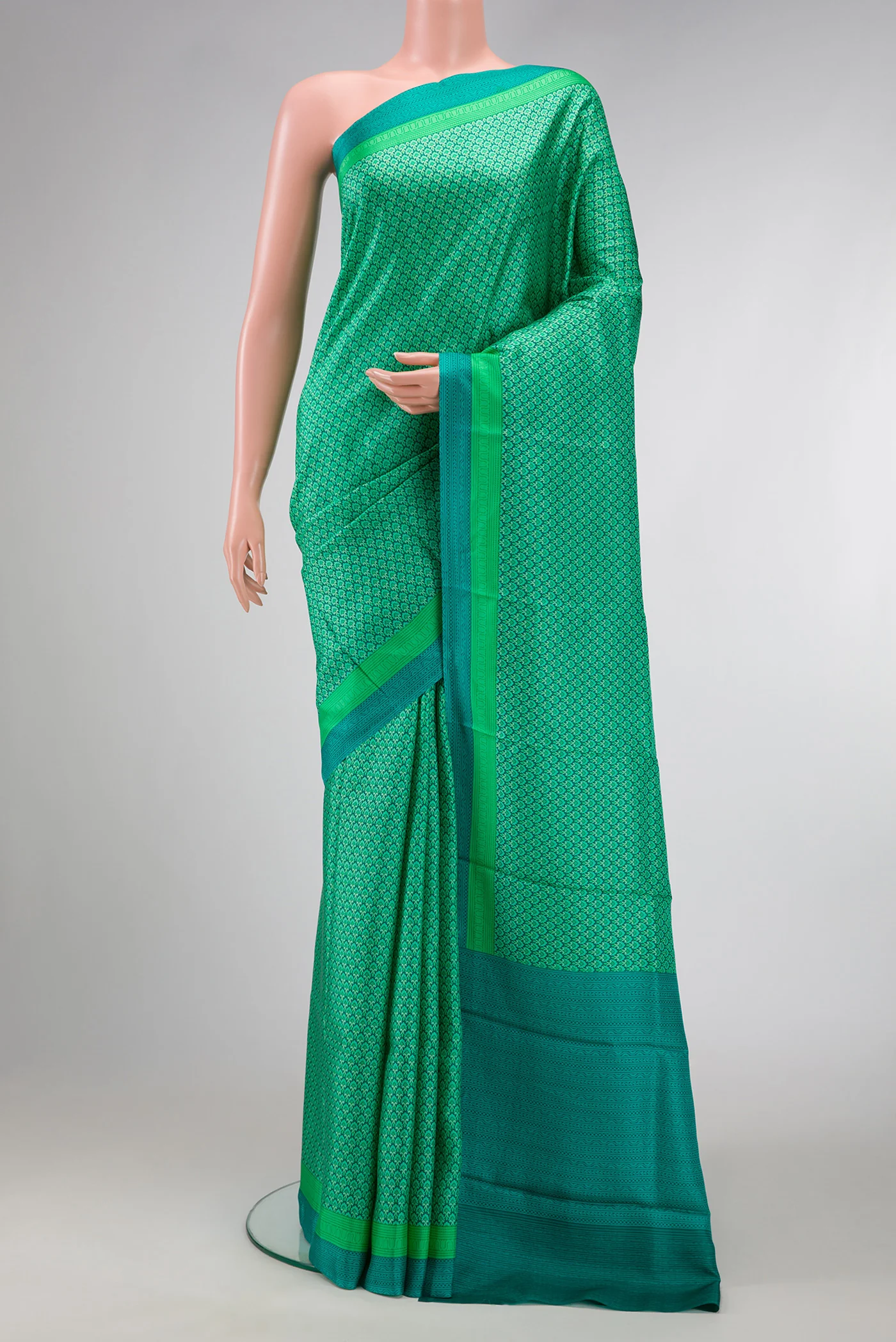 Green Printed Silk Saree