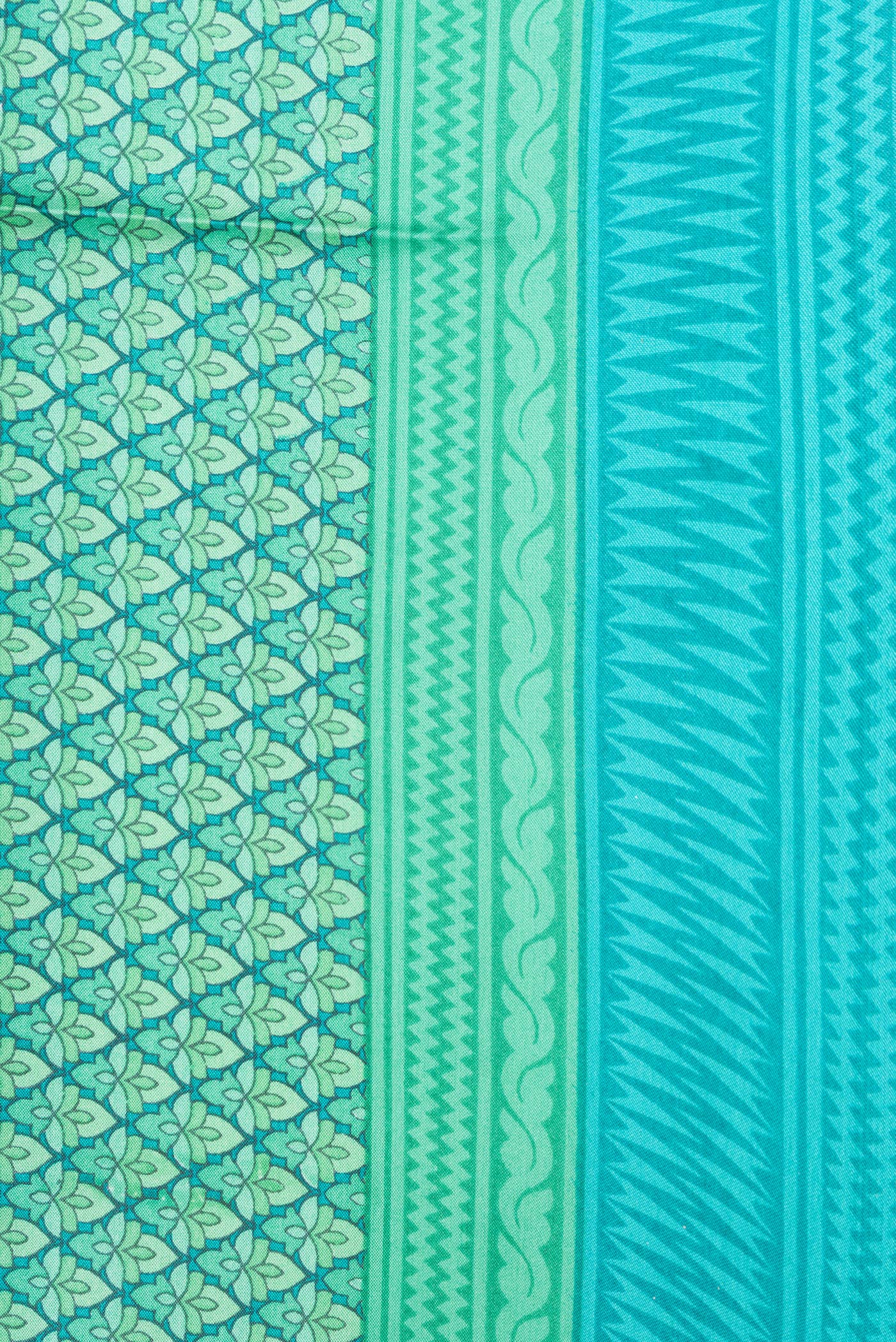 Green Printed Silk Saree - Image 3