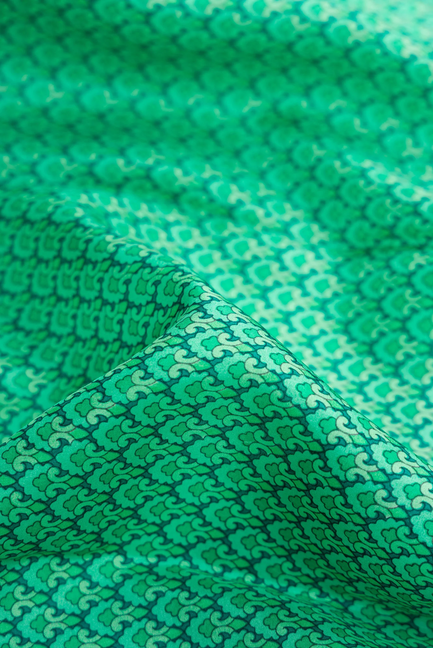 Green Printed Silk Saree - Image 2