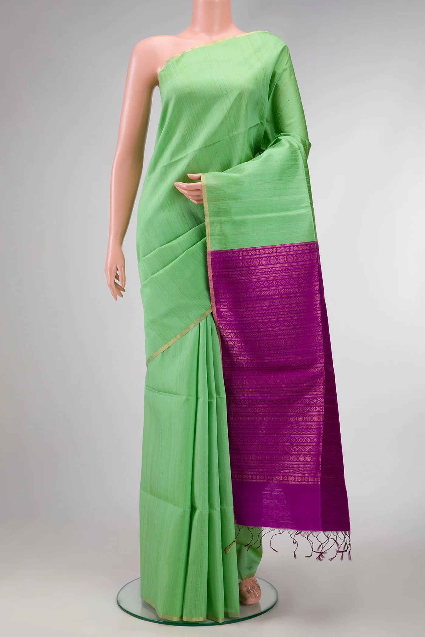 Mint Green Raw Silk Saree