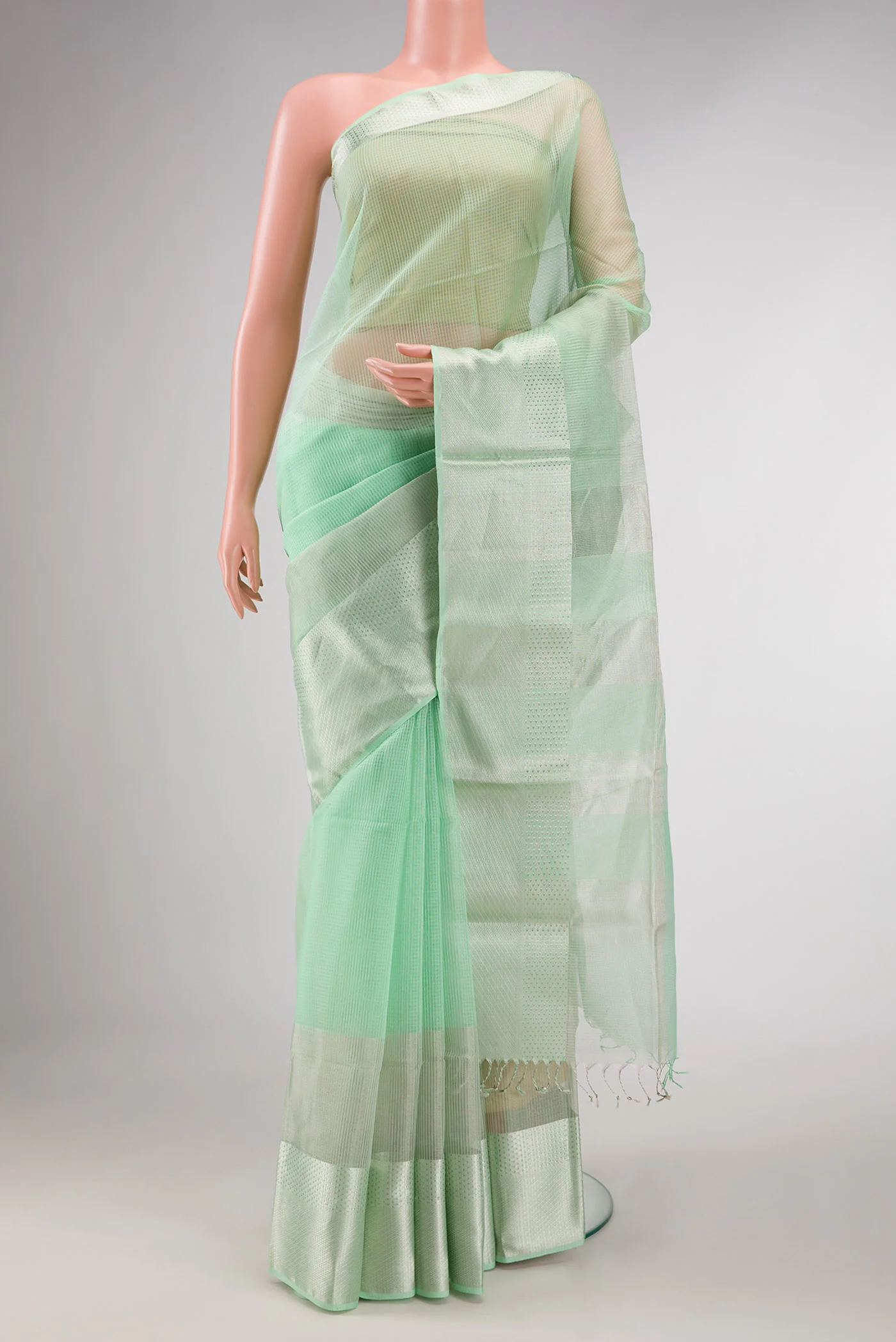 Sea Green Dual Tone Silk Cotton Saree