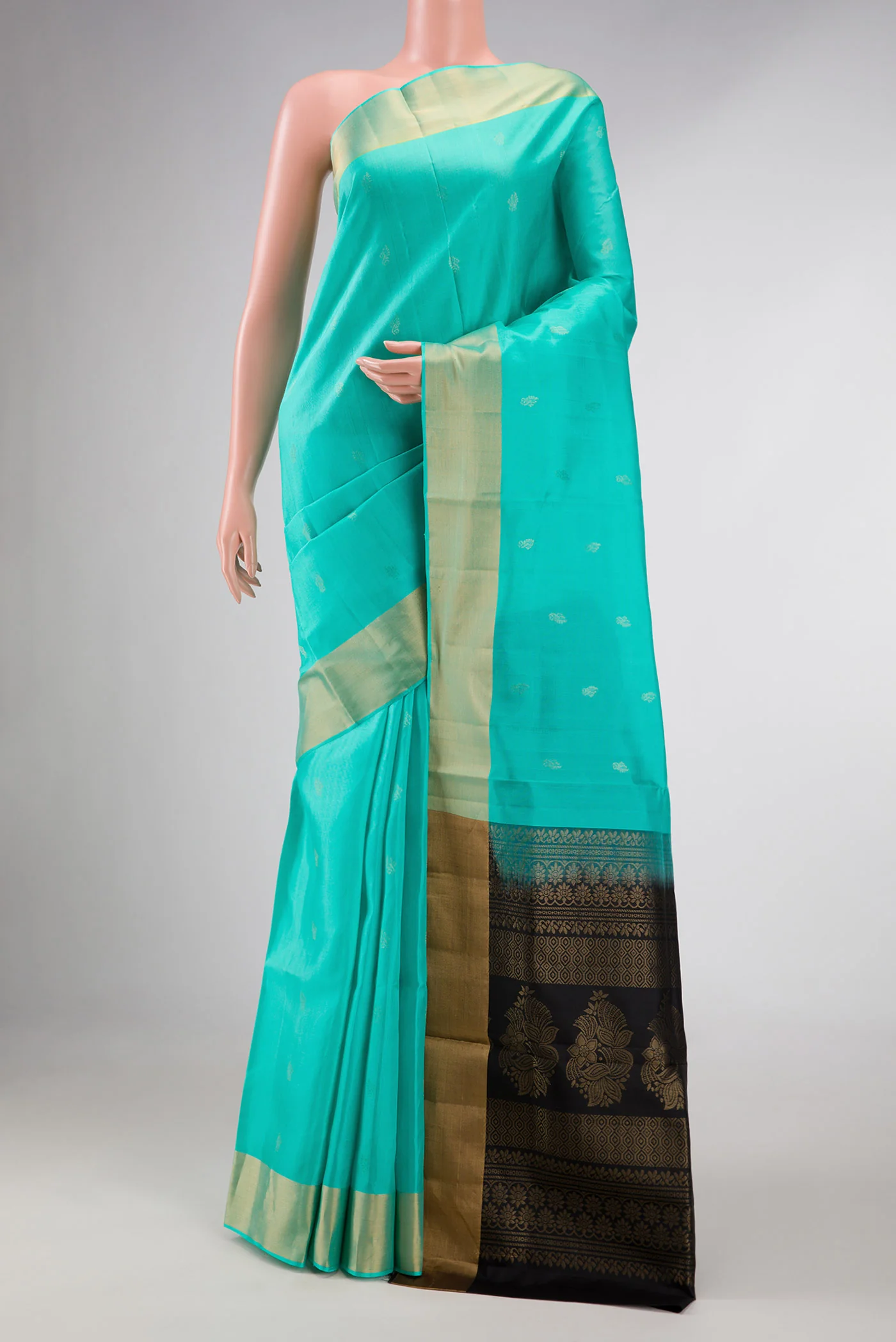 Sea Green Dual Tone Soft Silk Saree