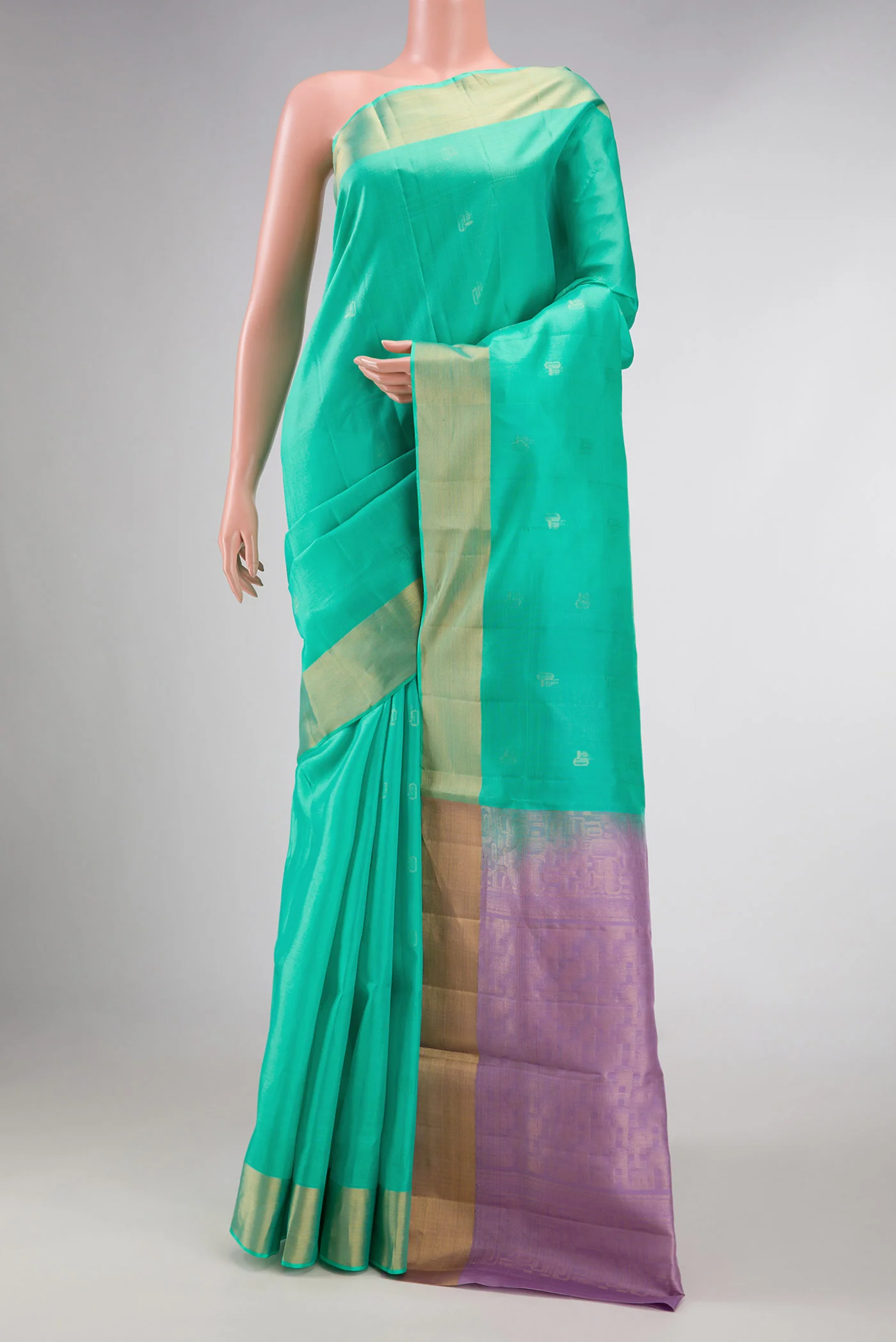 Sea Green Dual Tone Soft Silk Saree