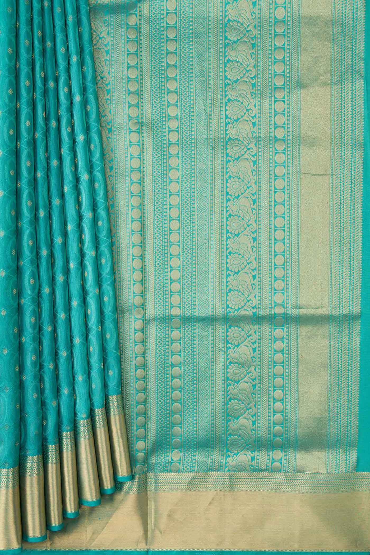 Sea Green Dual Tone Soft Silk Saree - Image 4