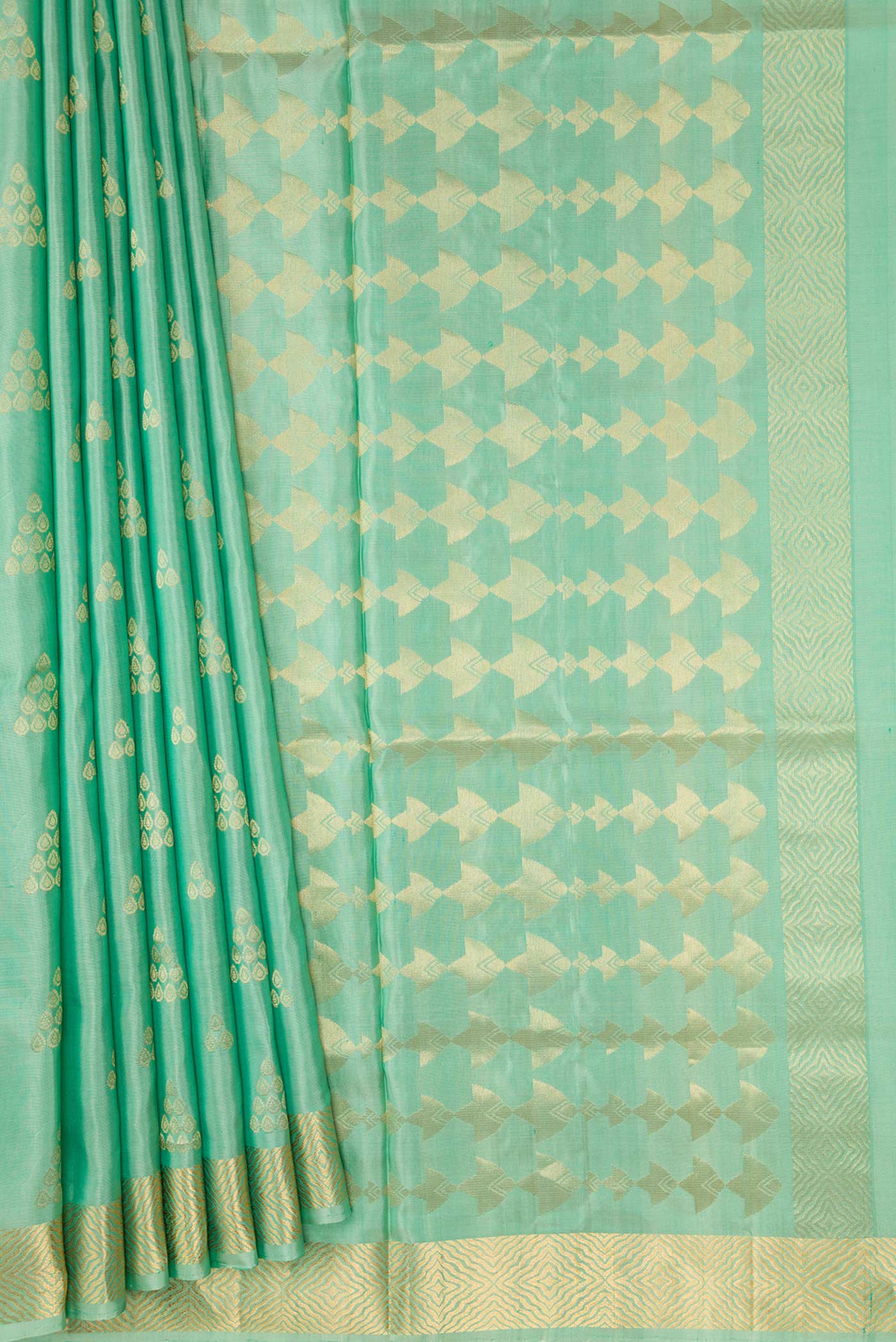 Sea Green Dual Tone Soft Silk Saree - Image 4