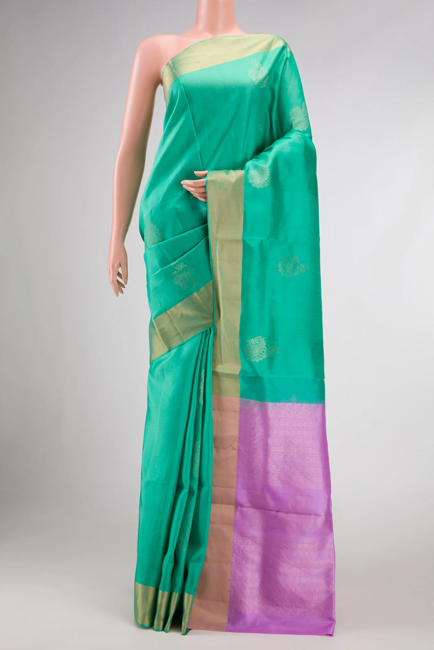 Sea Green Dual Tone Soft Silk Saree