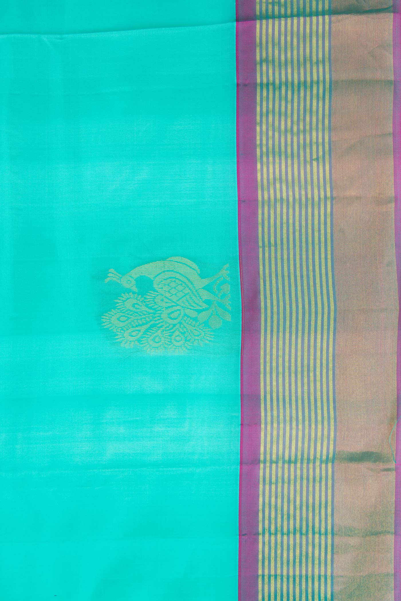 Turquoise Soft Silk Saree - Image 3