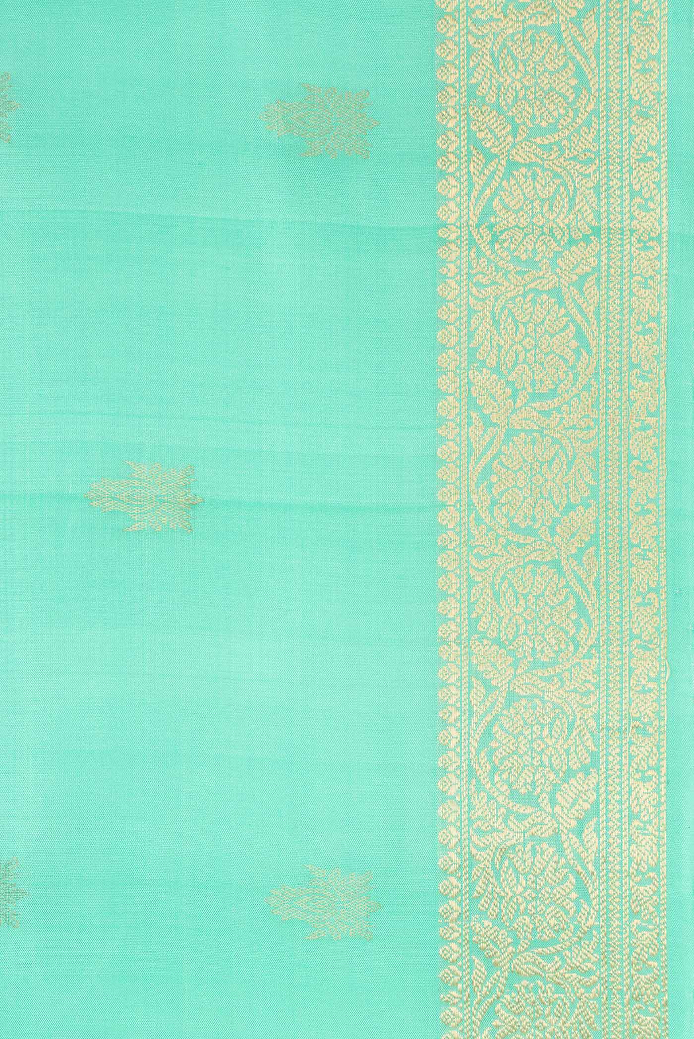 Sea Green Soft Silk Saree - Image 3