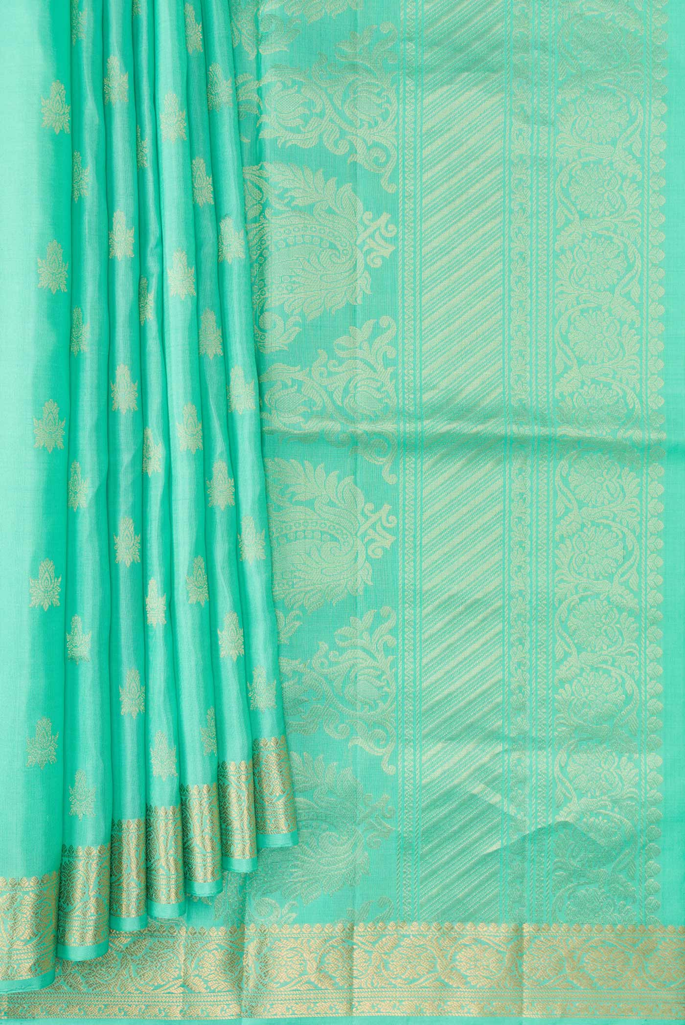 Sea Green Soft Silk Saree - Image 4
