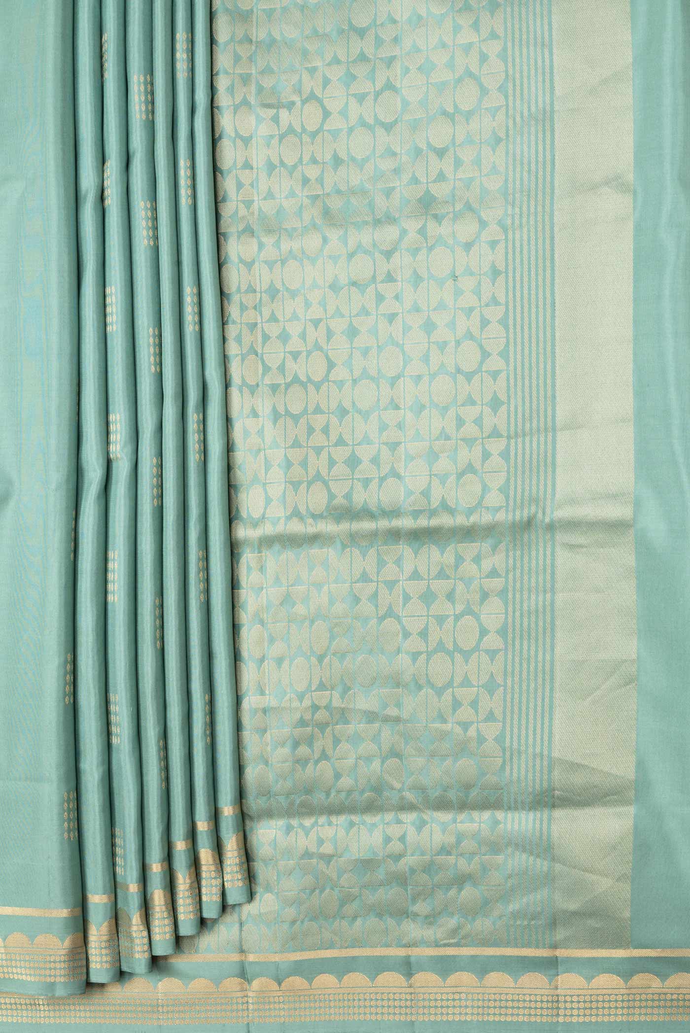 Blue Grey Soft Silk Saree - Image 4