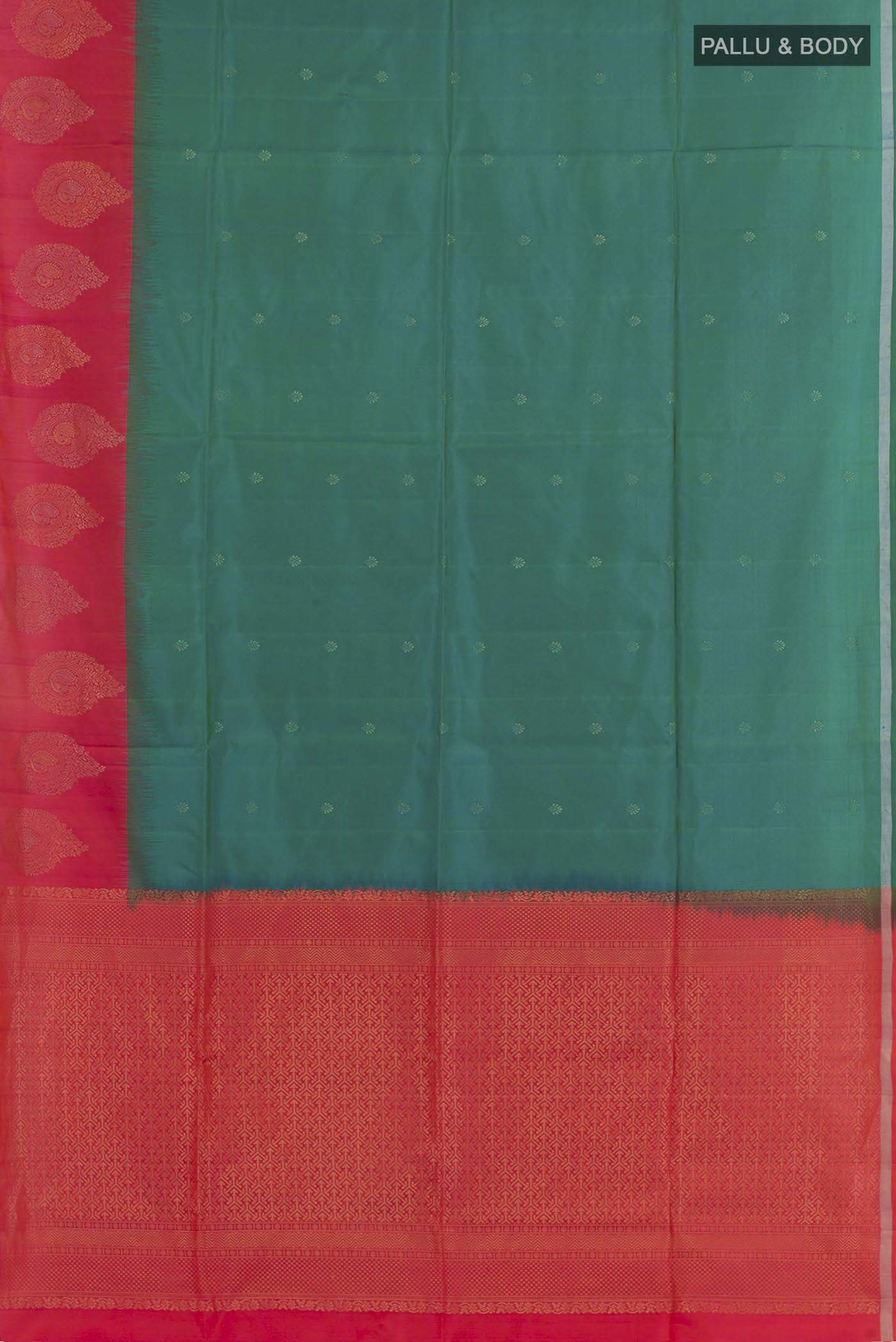 Blue with Green Color Soft Silk Saree - Image 3