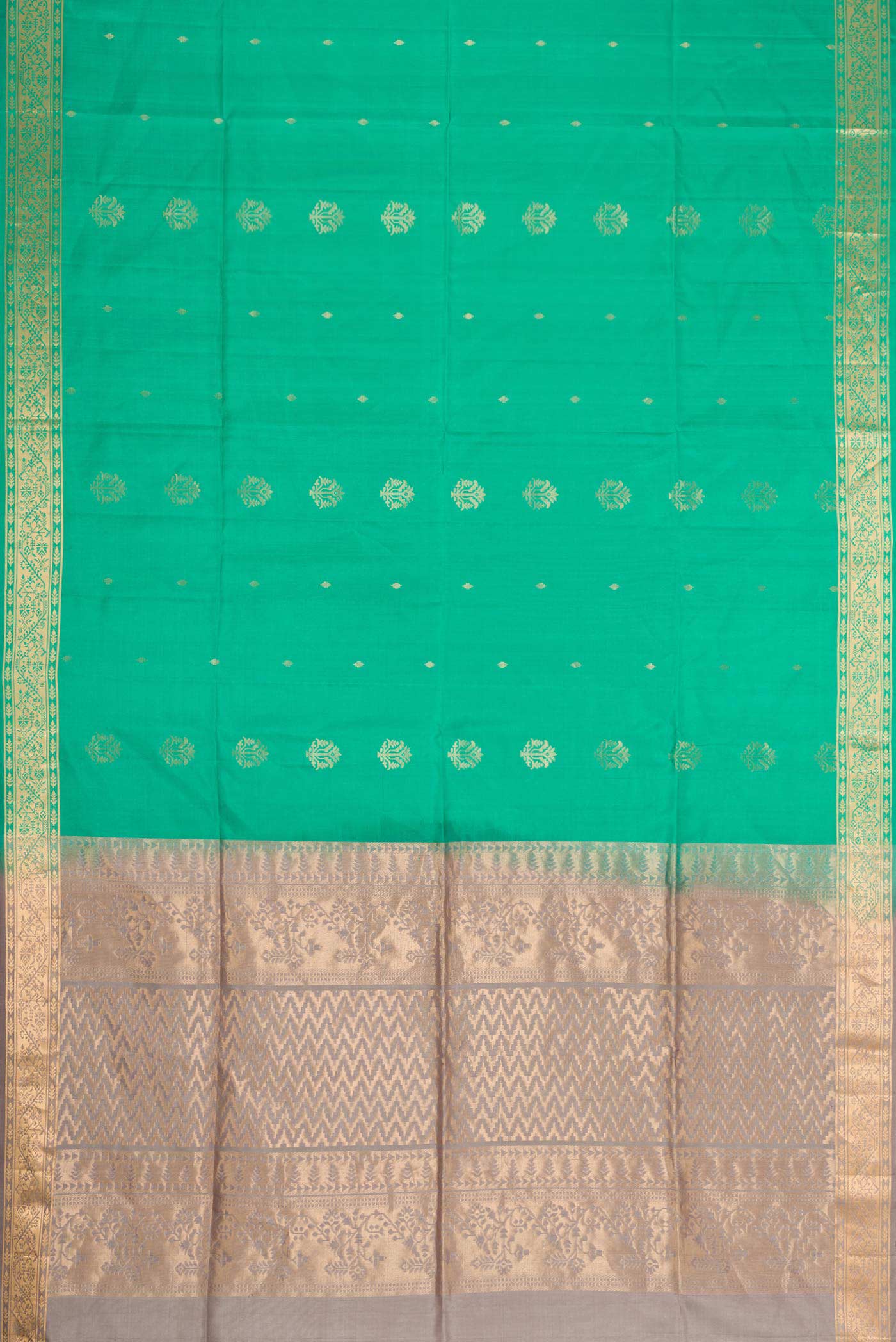 Sea Green Soft Silk Saree - Image 6