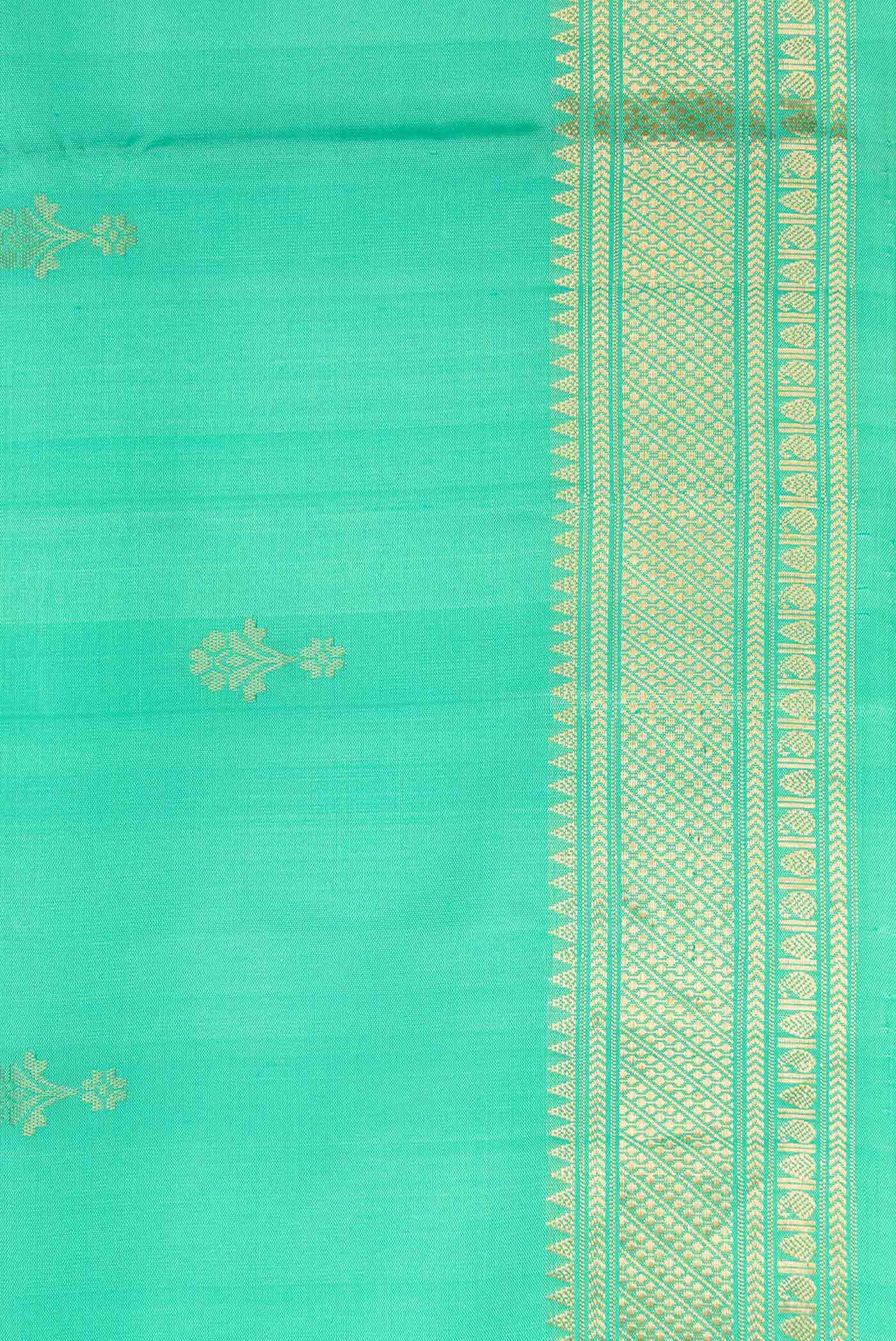 Sea Green Soft Silk Saree - Image 3