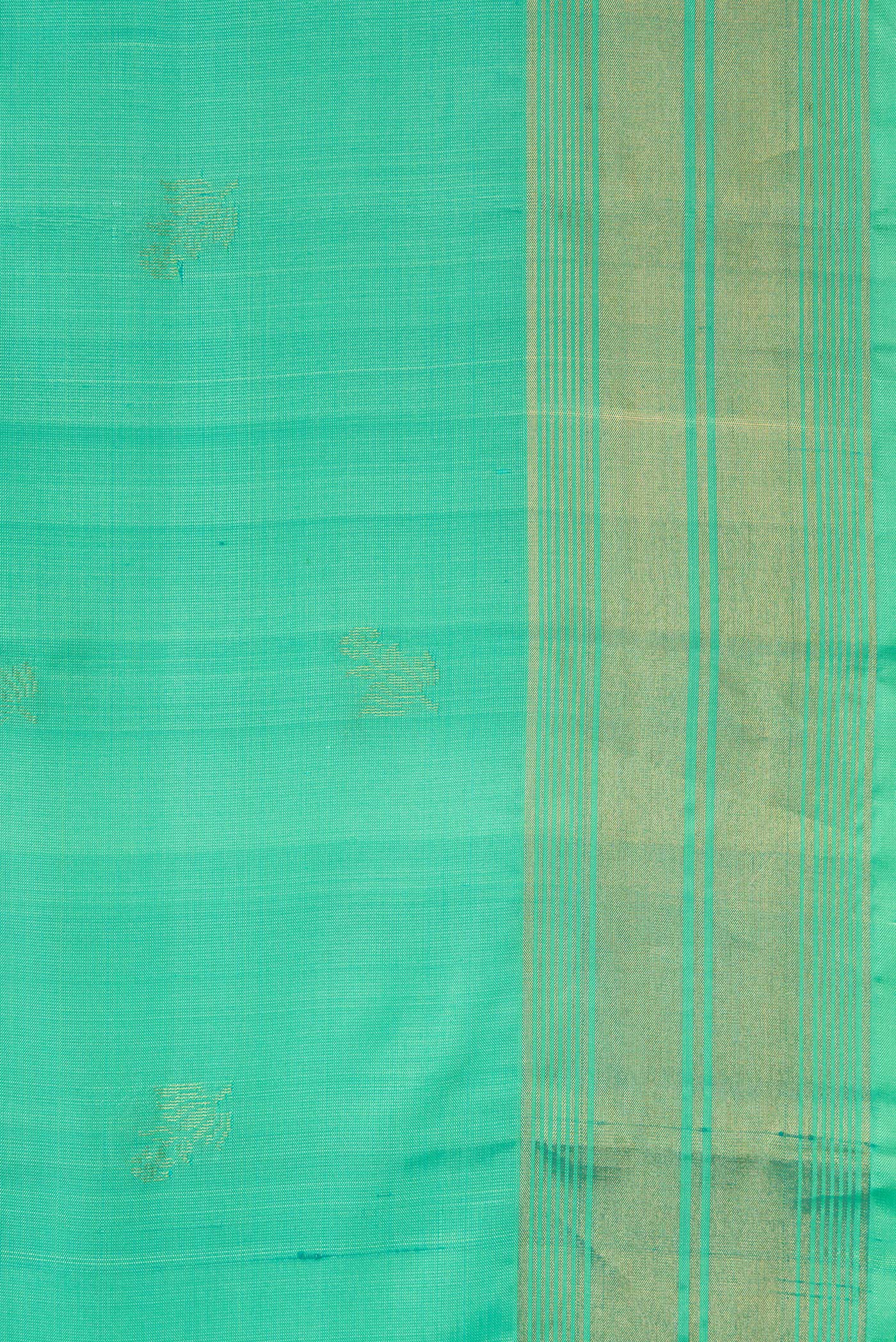 Sea Green Soft Silk Saree - Image 3