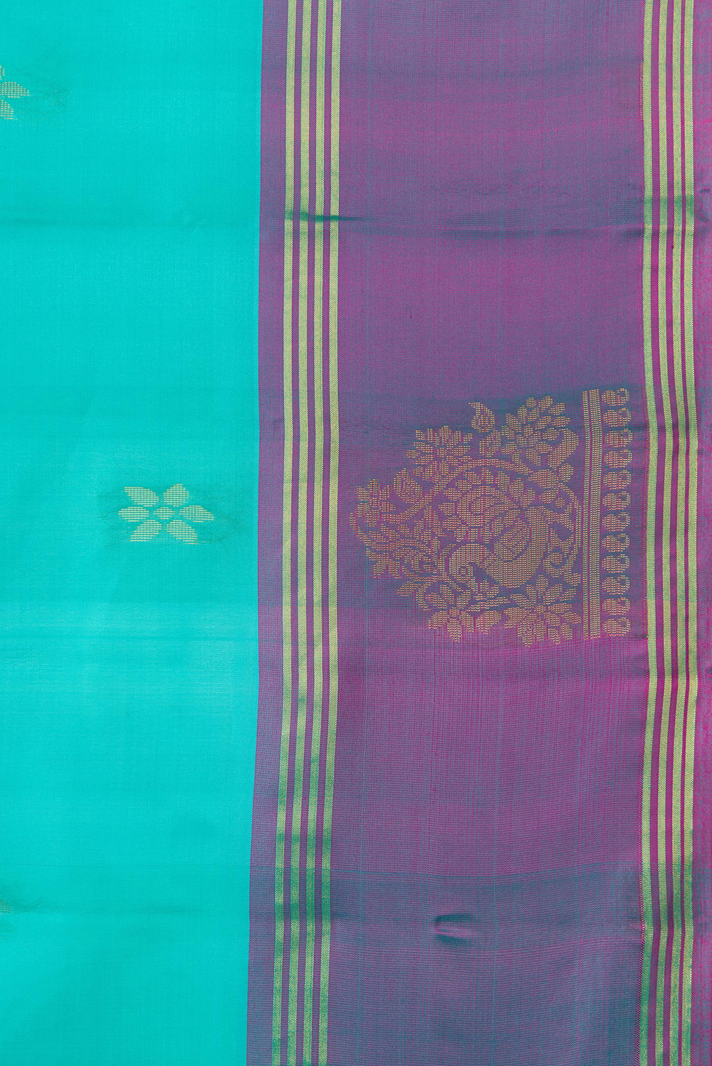 Turquoise Soft Silk Saree - Image 3
