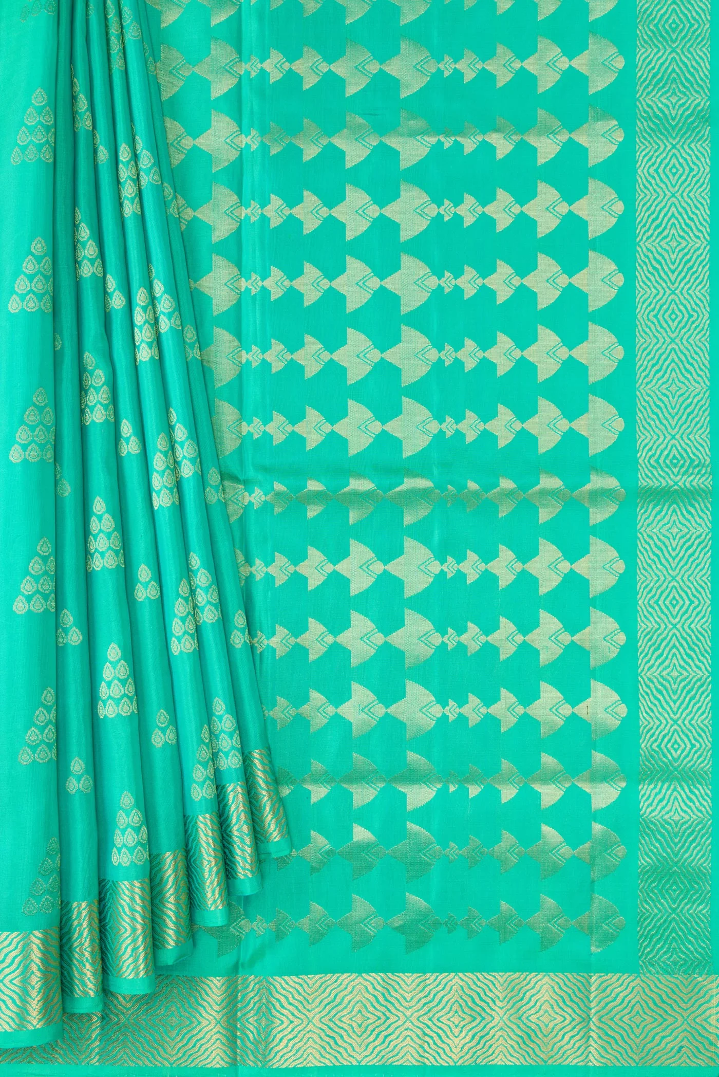 Sea Green Soft Silk Saree - Image 4