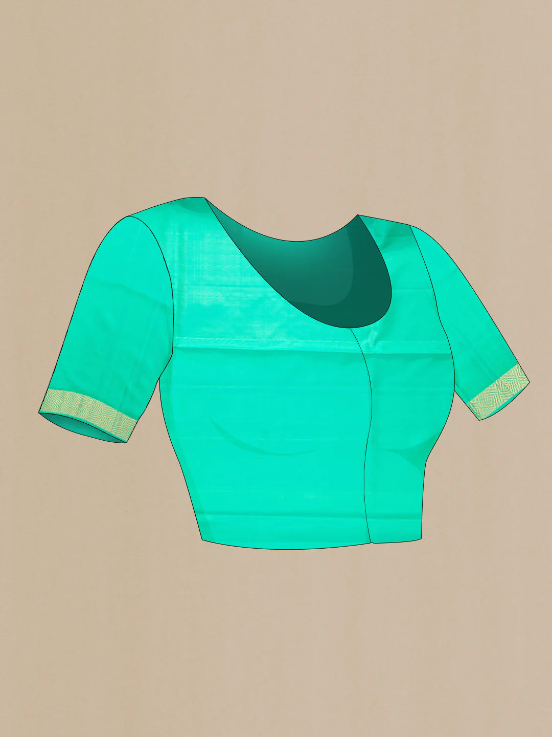 Sea Green Soft Silk Saree - Image 5