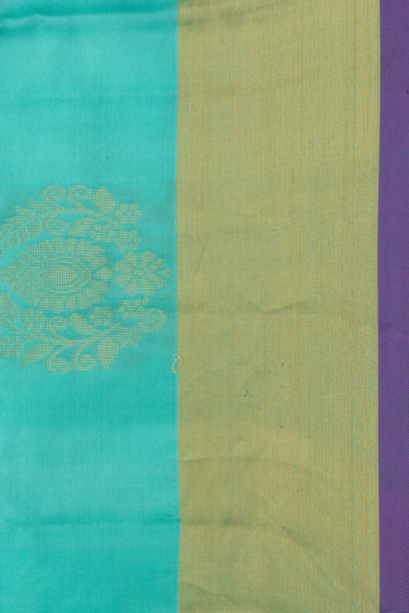 Turquoise Soft Silk Saree - Image 3