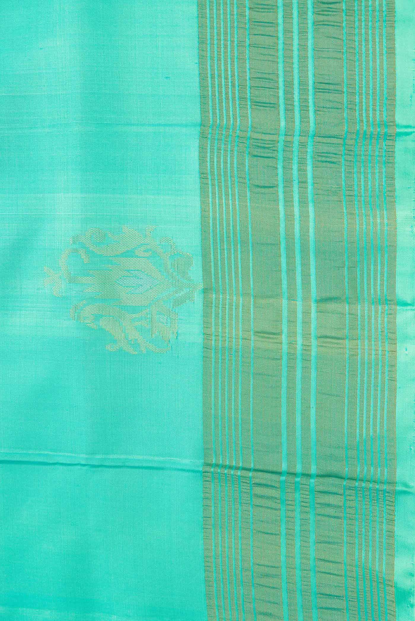 Sea Green Dual Tone Soft Silk Saree - Image 3