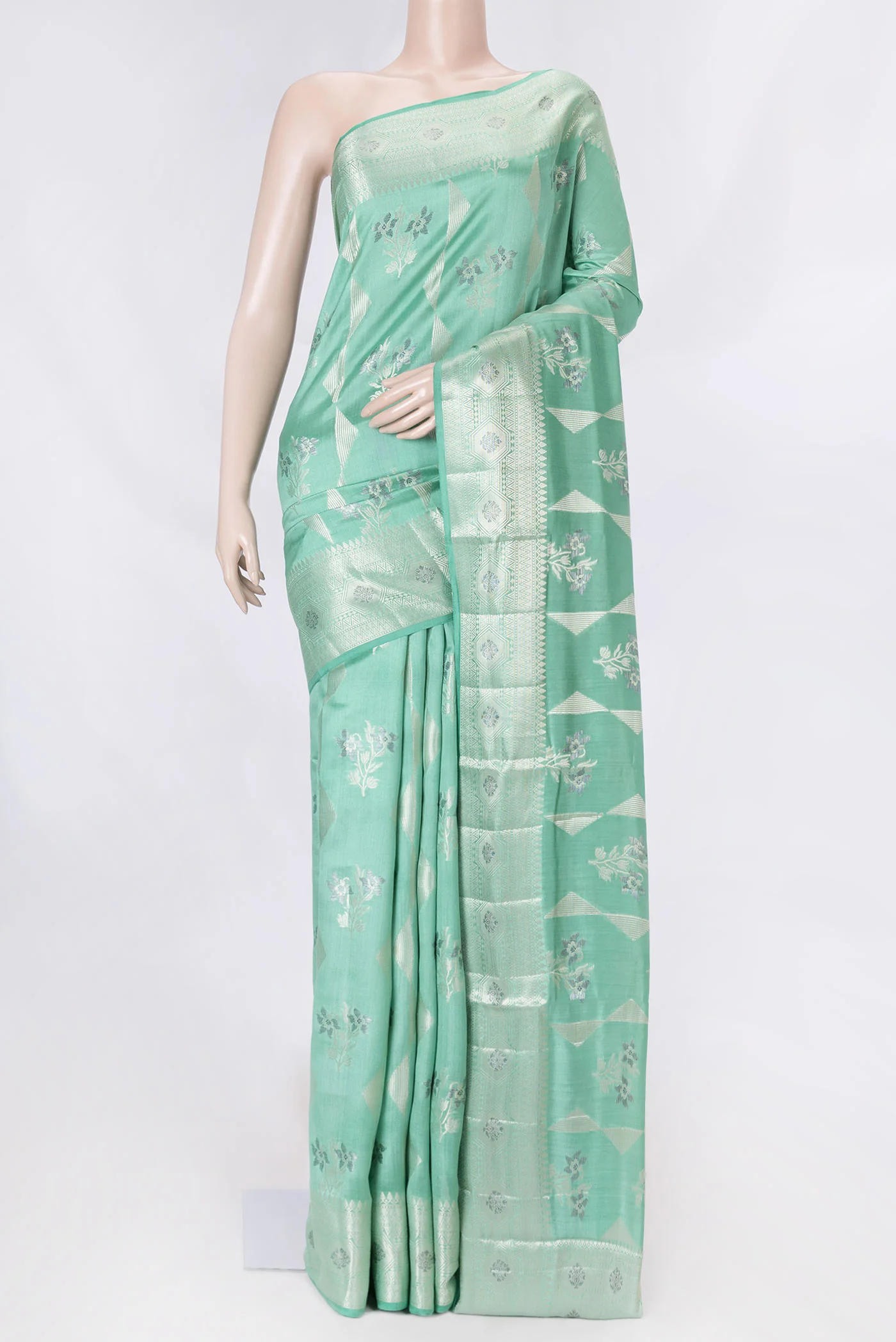Green Banarasi Raw Silk Saree