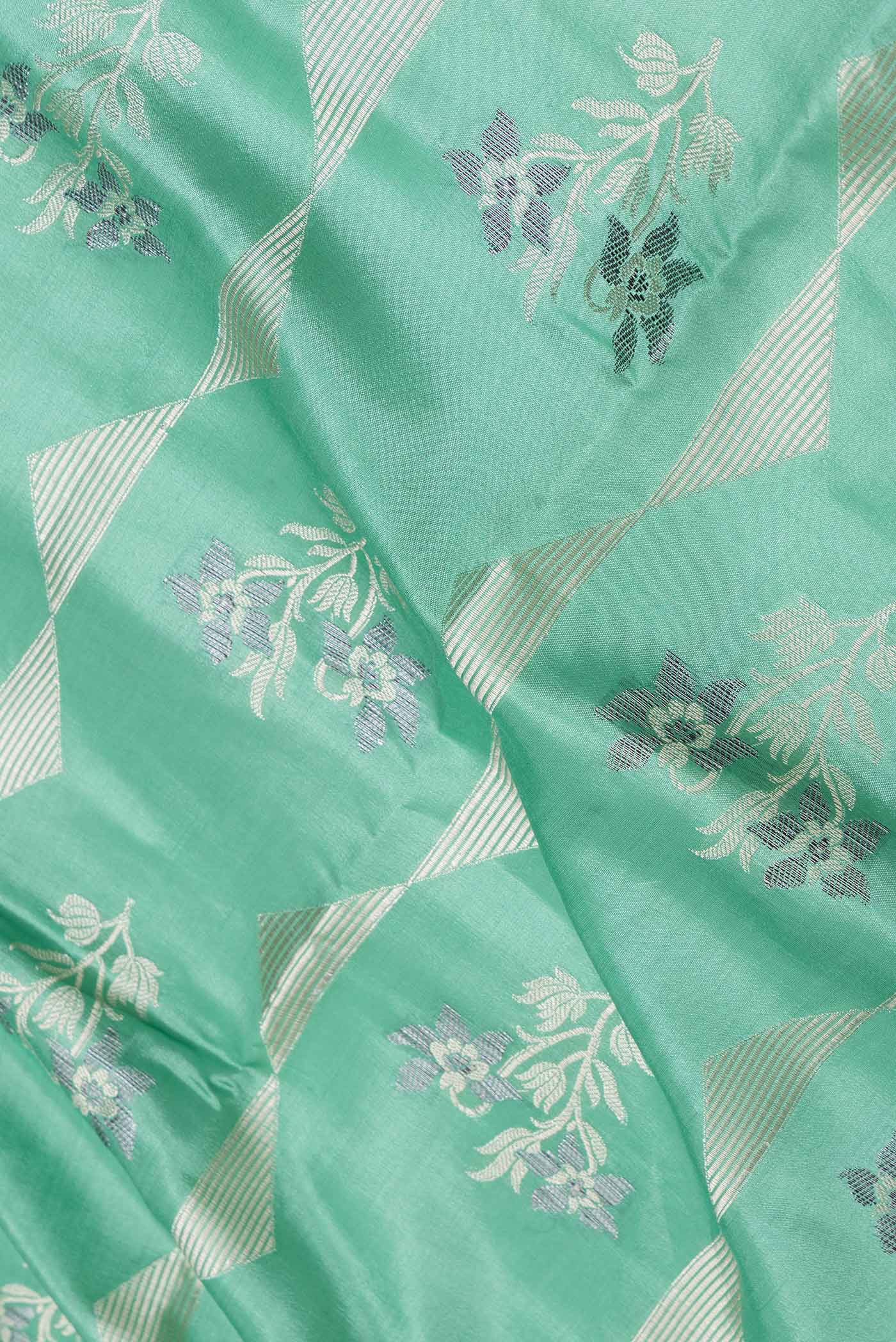 Green Banarasi Raw Silk Saree - Image 2