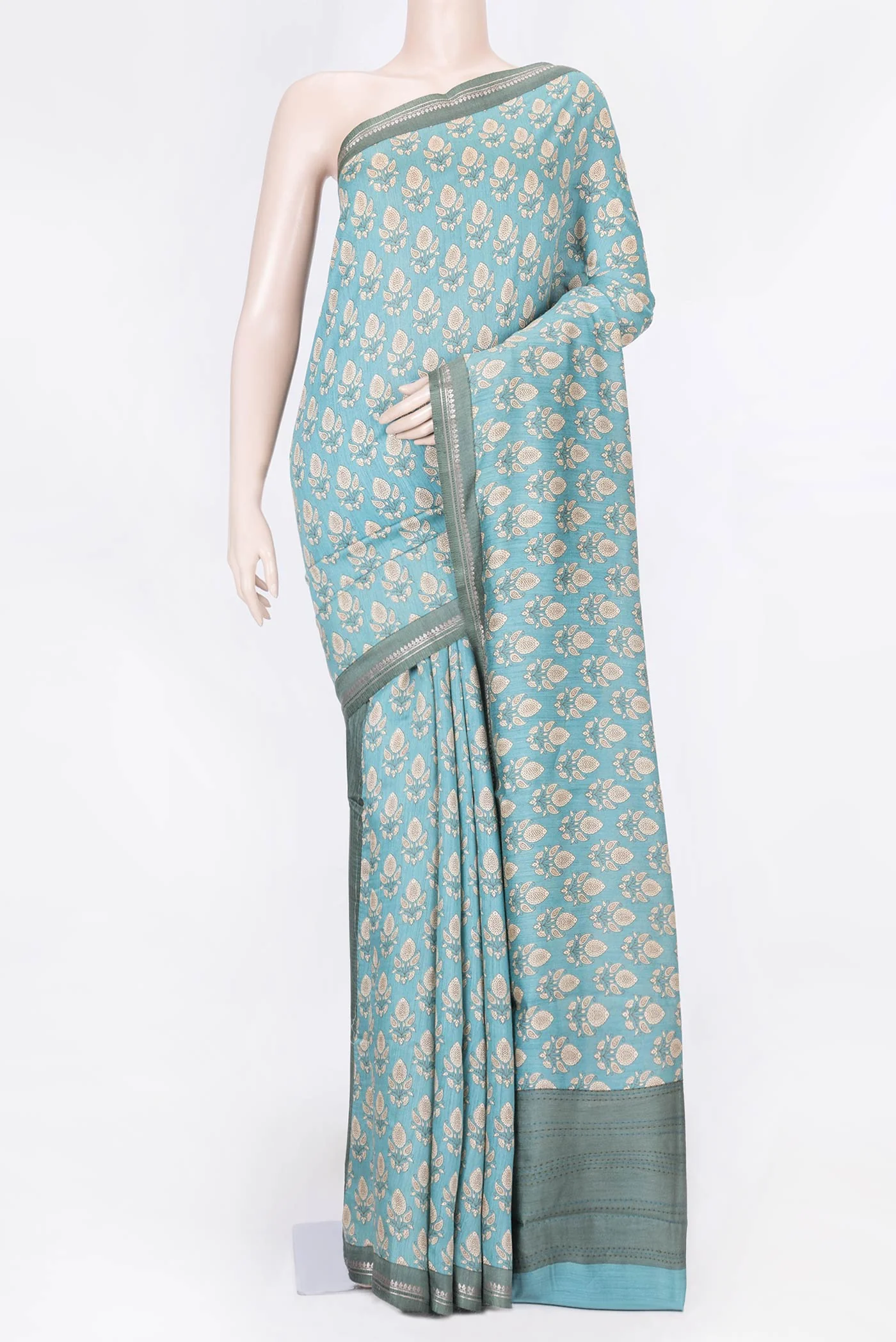 Sea Green Dual Tone Tussar Silk Saree