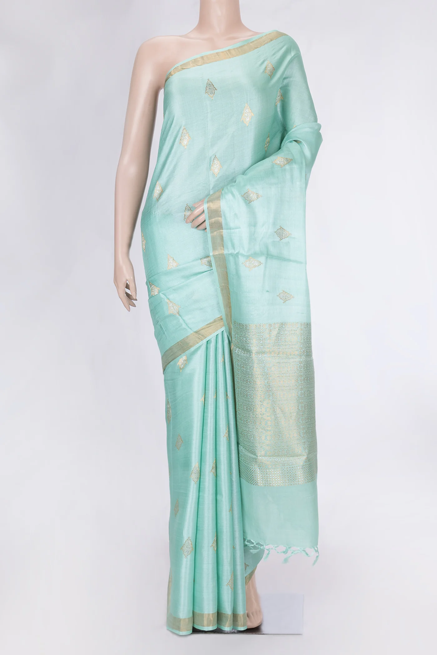 Sea Green Dual Tone Tussar Silk Saree