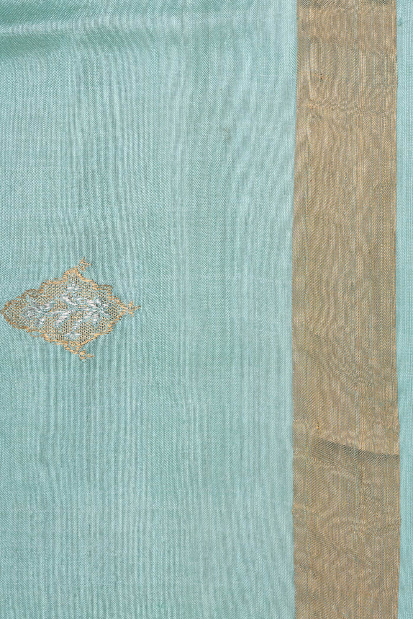 Sea Green Dual Tone Tussar Silk Saree - Image 3