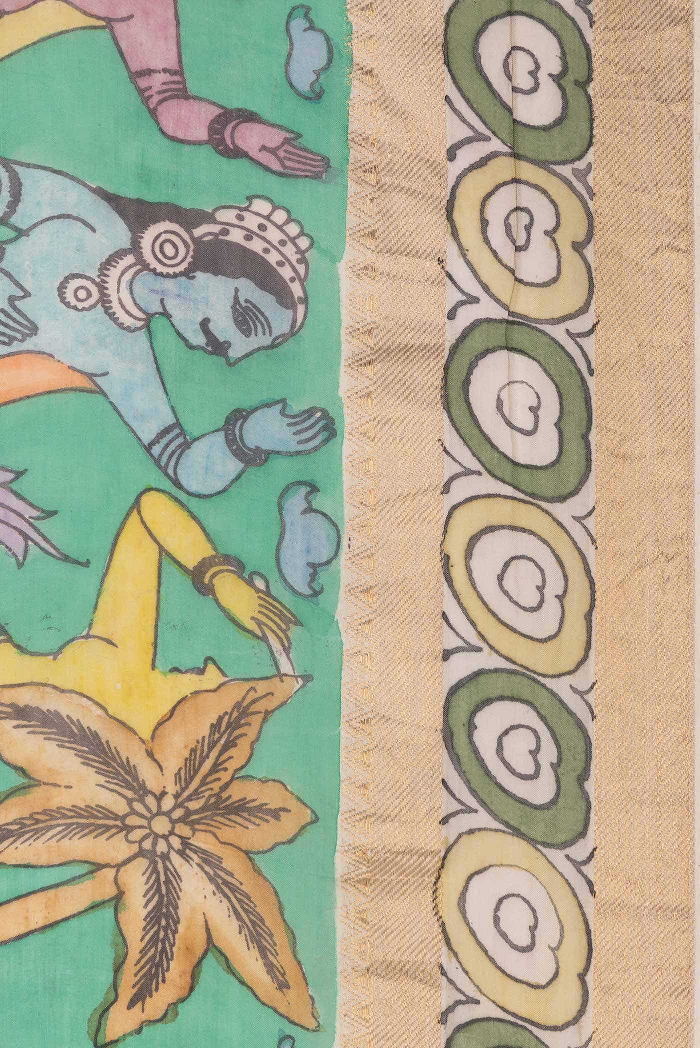 Sea Green Dual Tone Tussar Silk Saree - Image 3