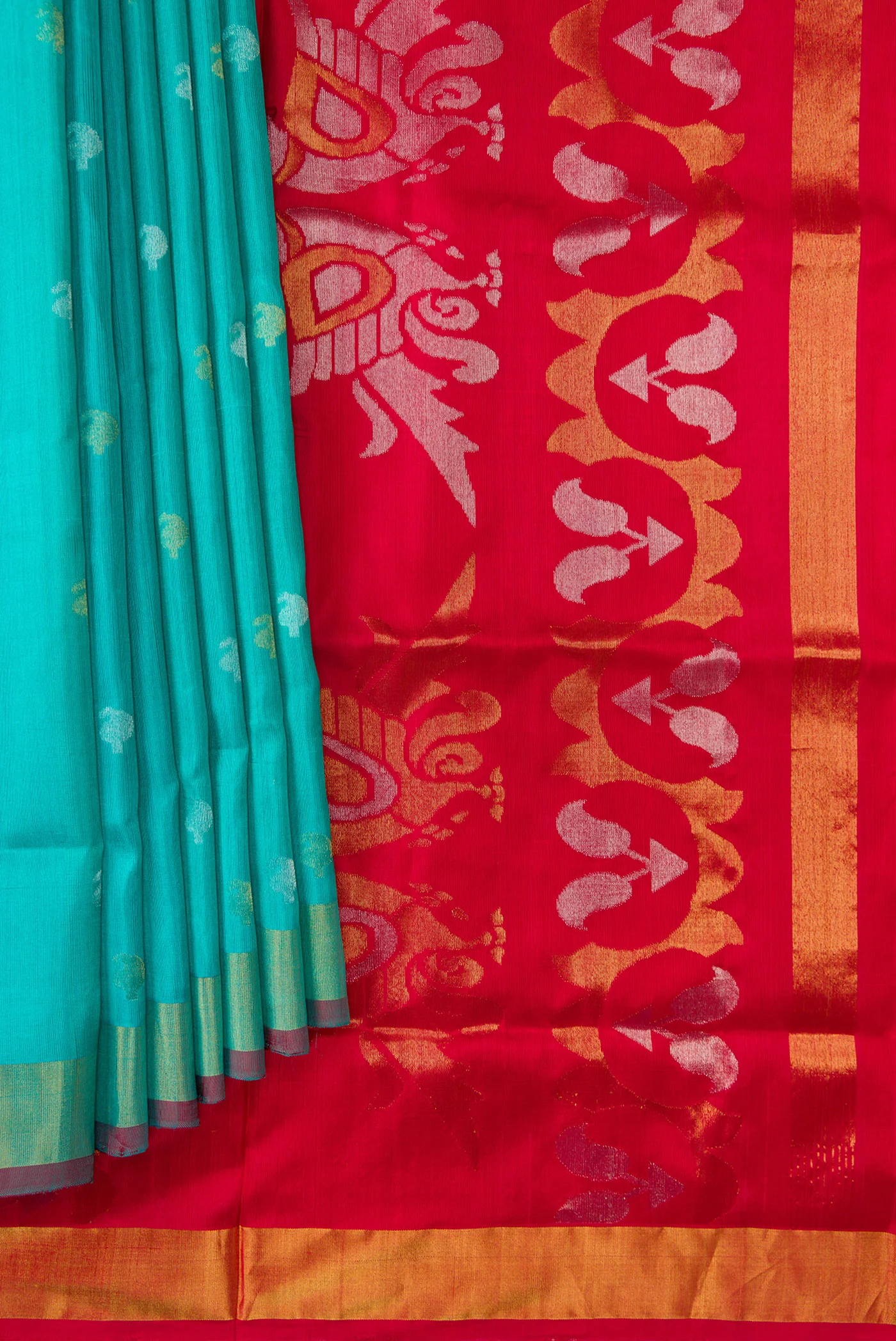 Turquoise Uppada Silk Saree - Image 4