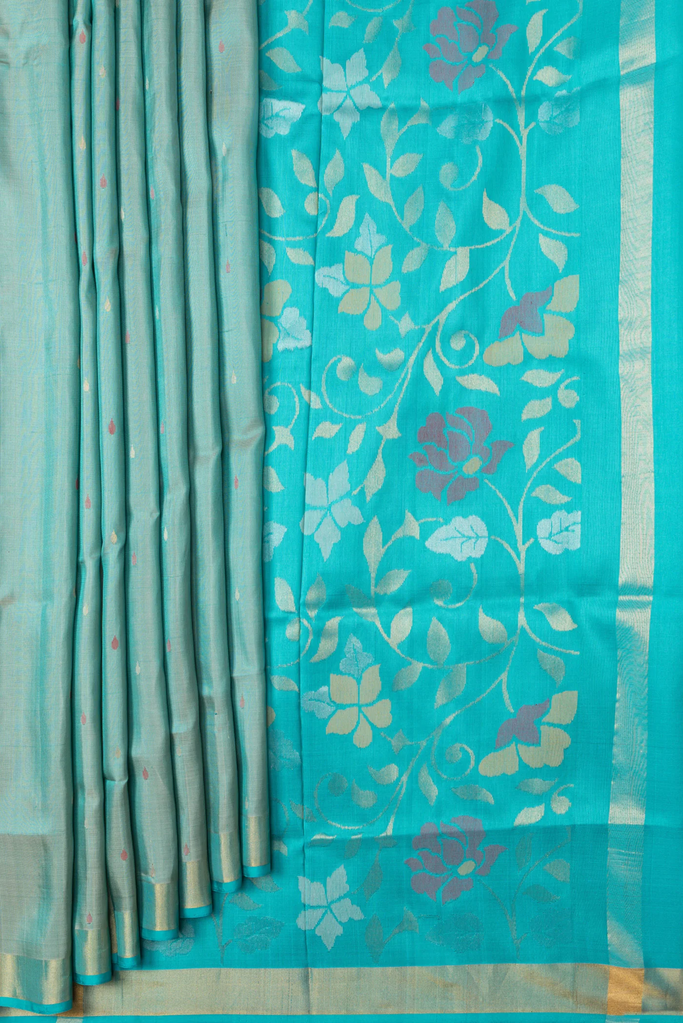 Sea Green Uppada Silk Saree - Image 4