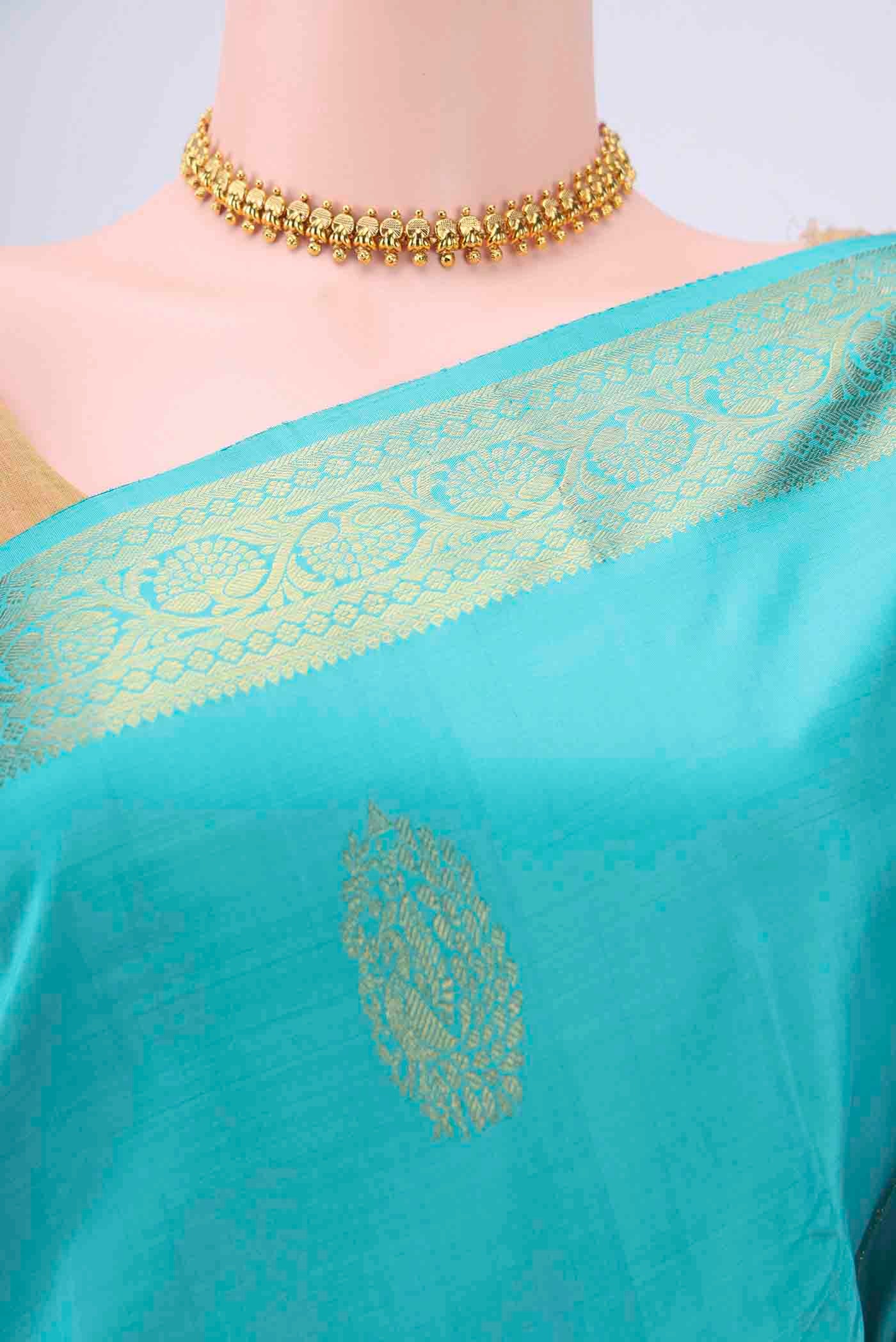 Blue Kanchipuram Silk Saree - Image 2