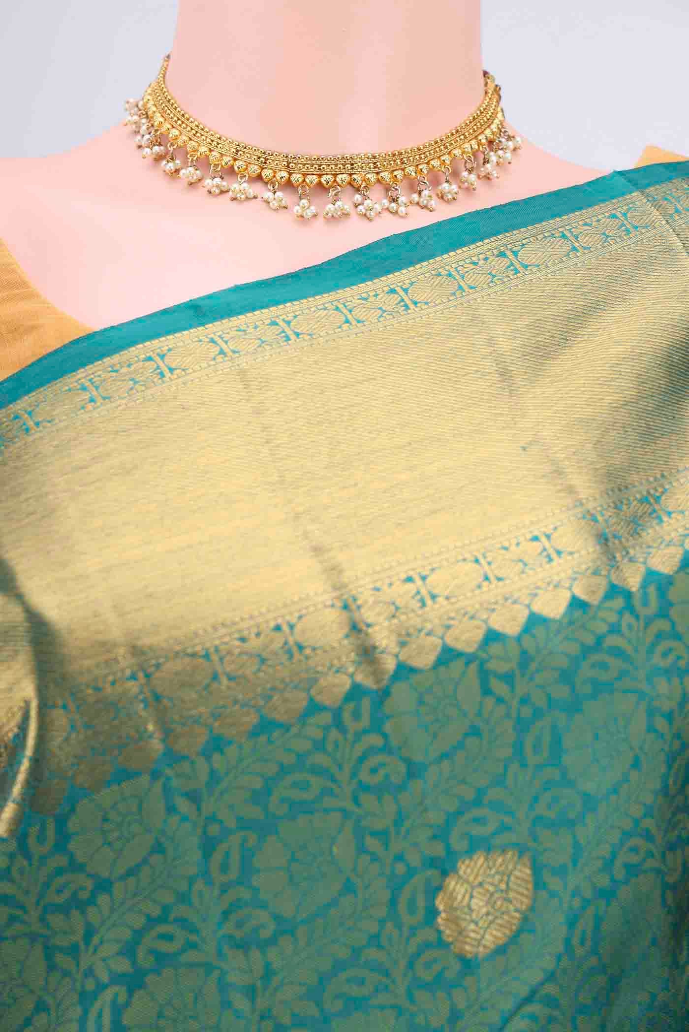 Sea Green Kanjivaram Saree - Image 2