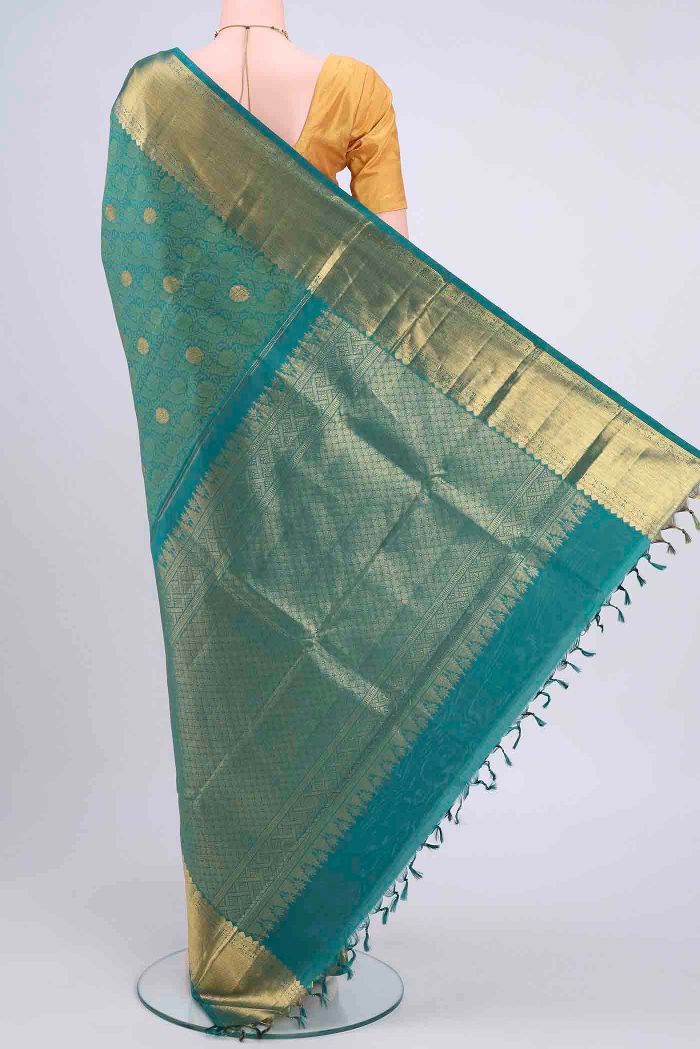 Sea Green Kanjivaram Saree - Image 3
