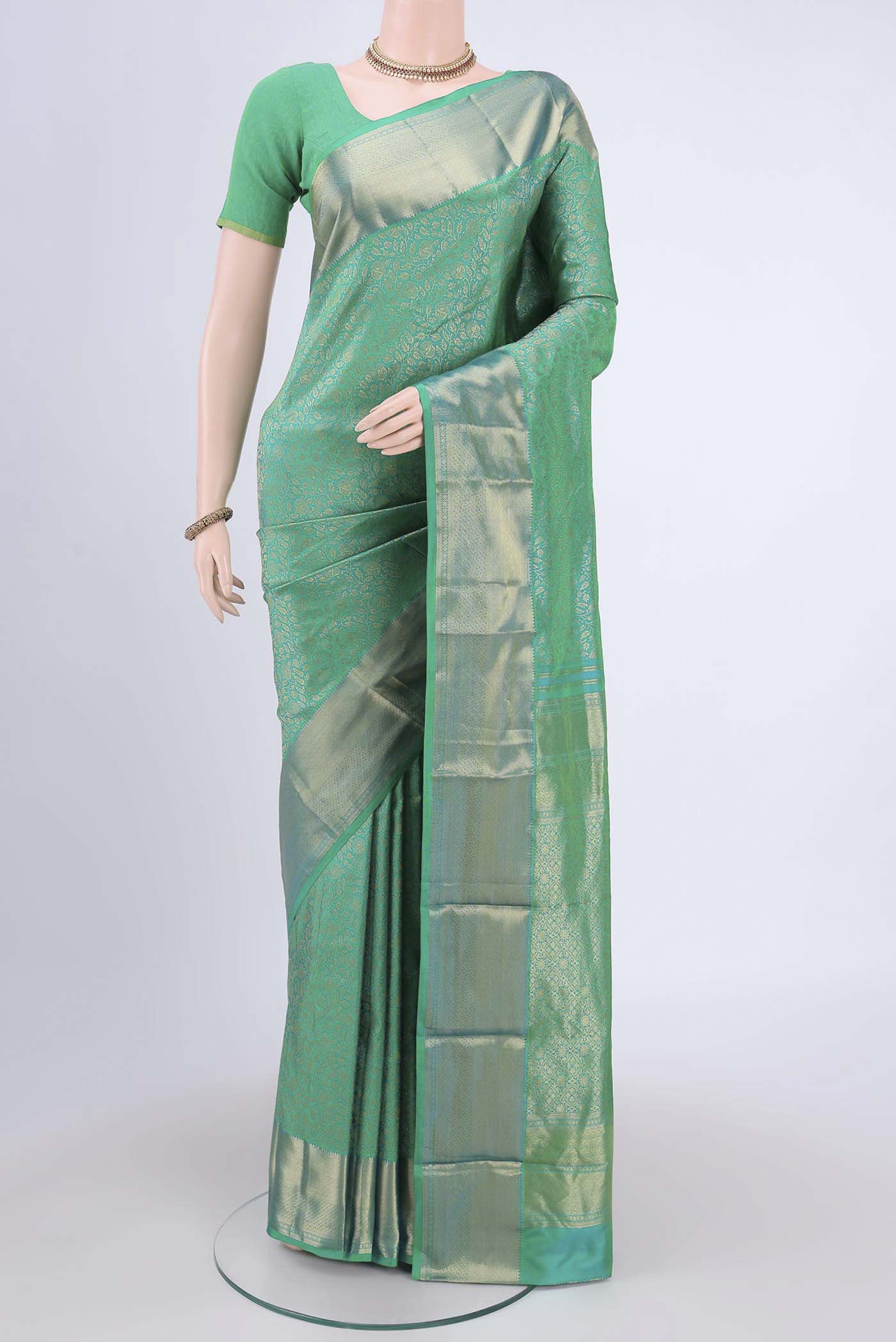 Turquoise Bangalore Silk Saree