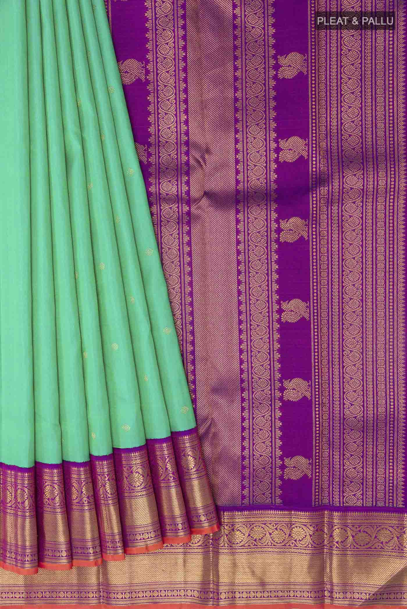 Sea Green Kanjivaram Silk Saree - Image 4