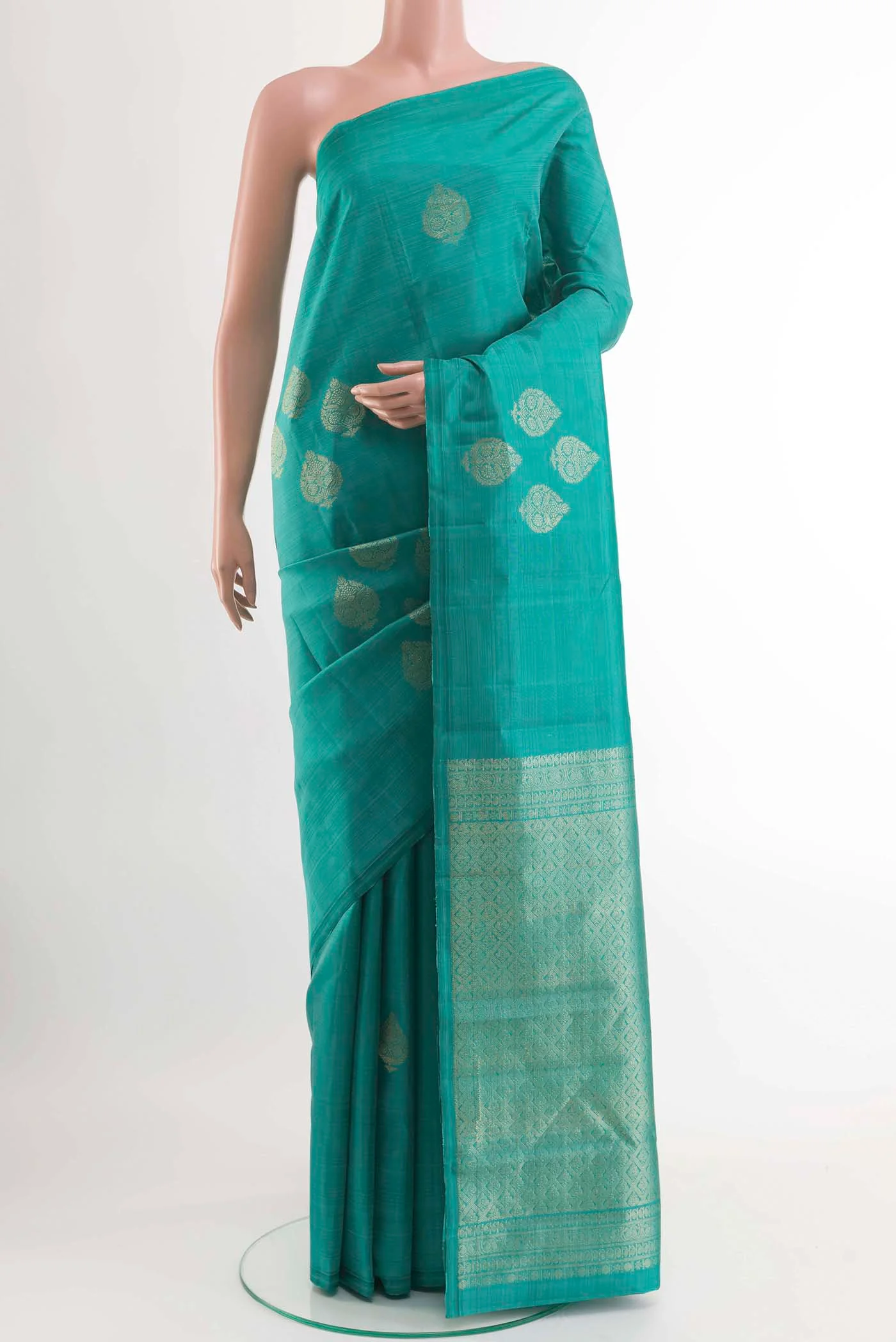 Sea Green Kanchipuram Silk Saree