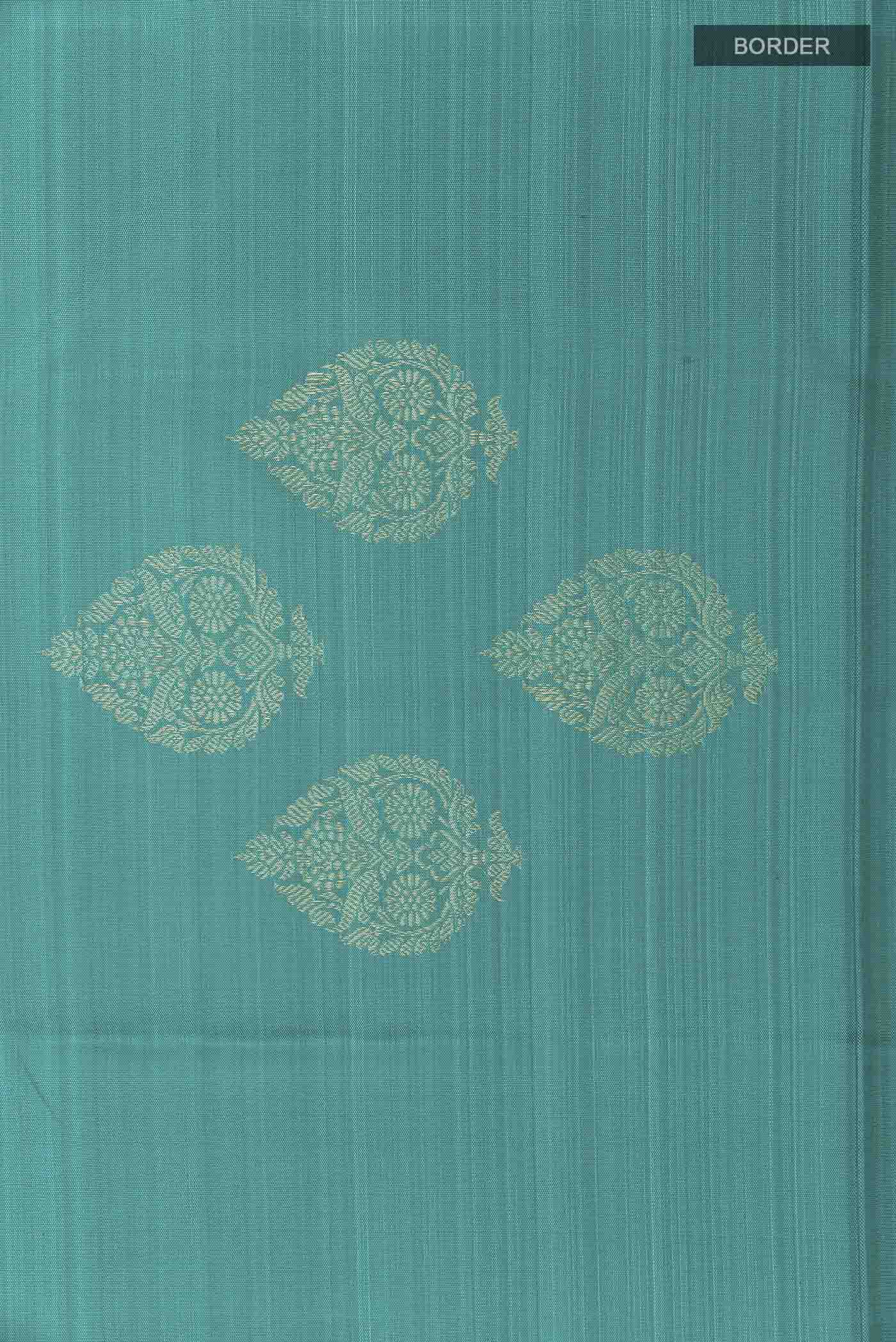 Sea Green Kanchipuram Silk Saree - Image 3