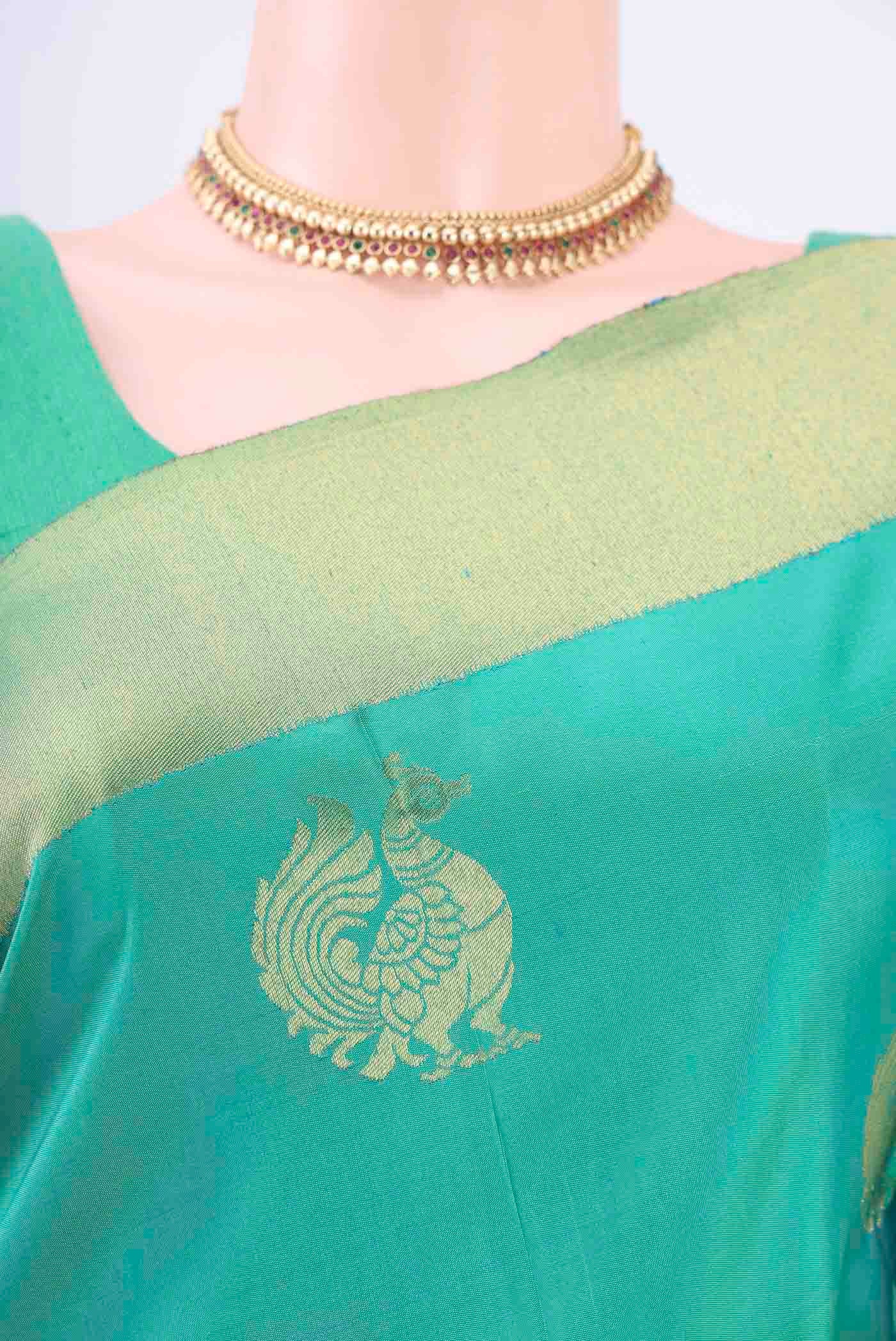 Sea Green Kanjivaram Silk Saree - Image 2
