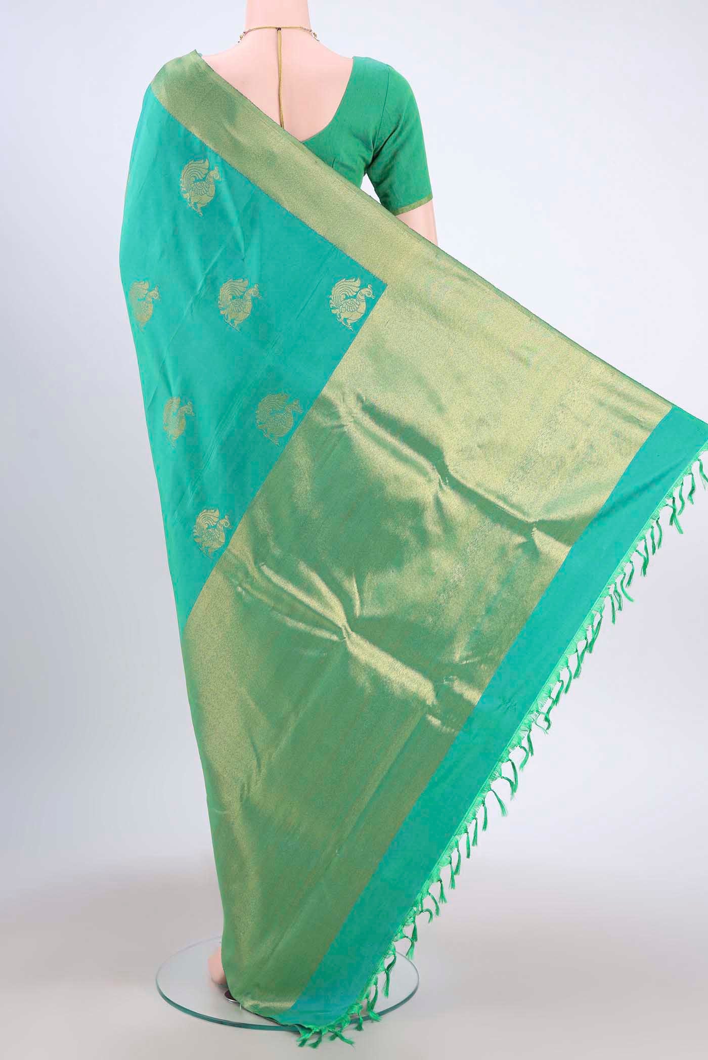 Sea Green Kanjivaram Silk Saree - Image 3