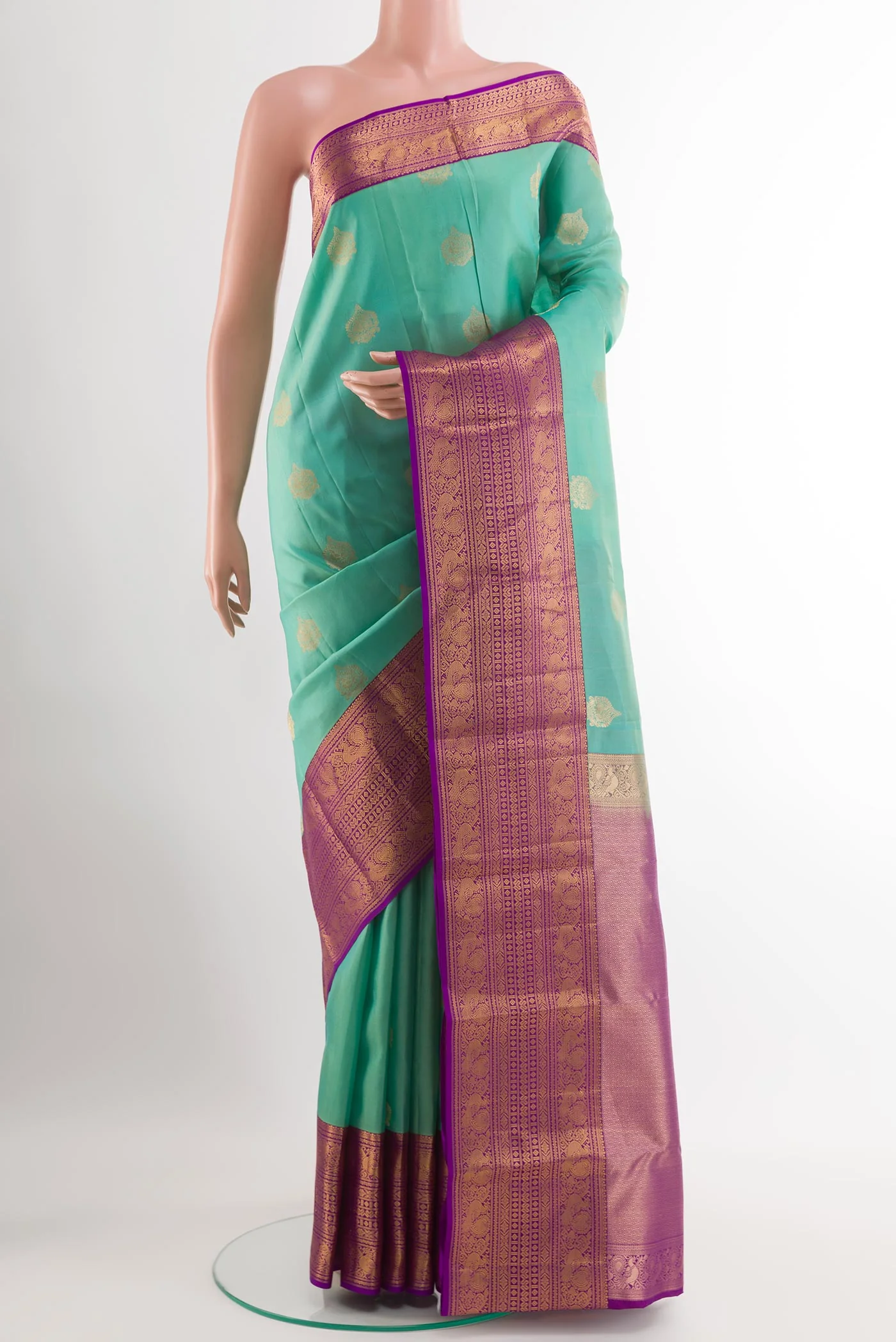 Sea Green Kanchipuram Silk Saree