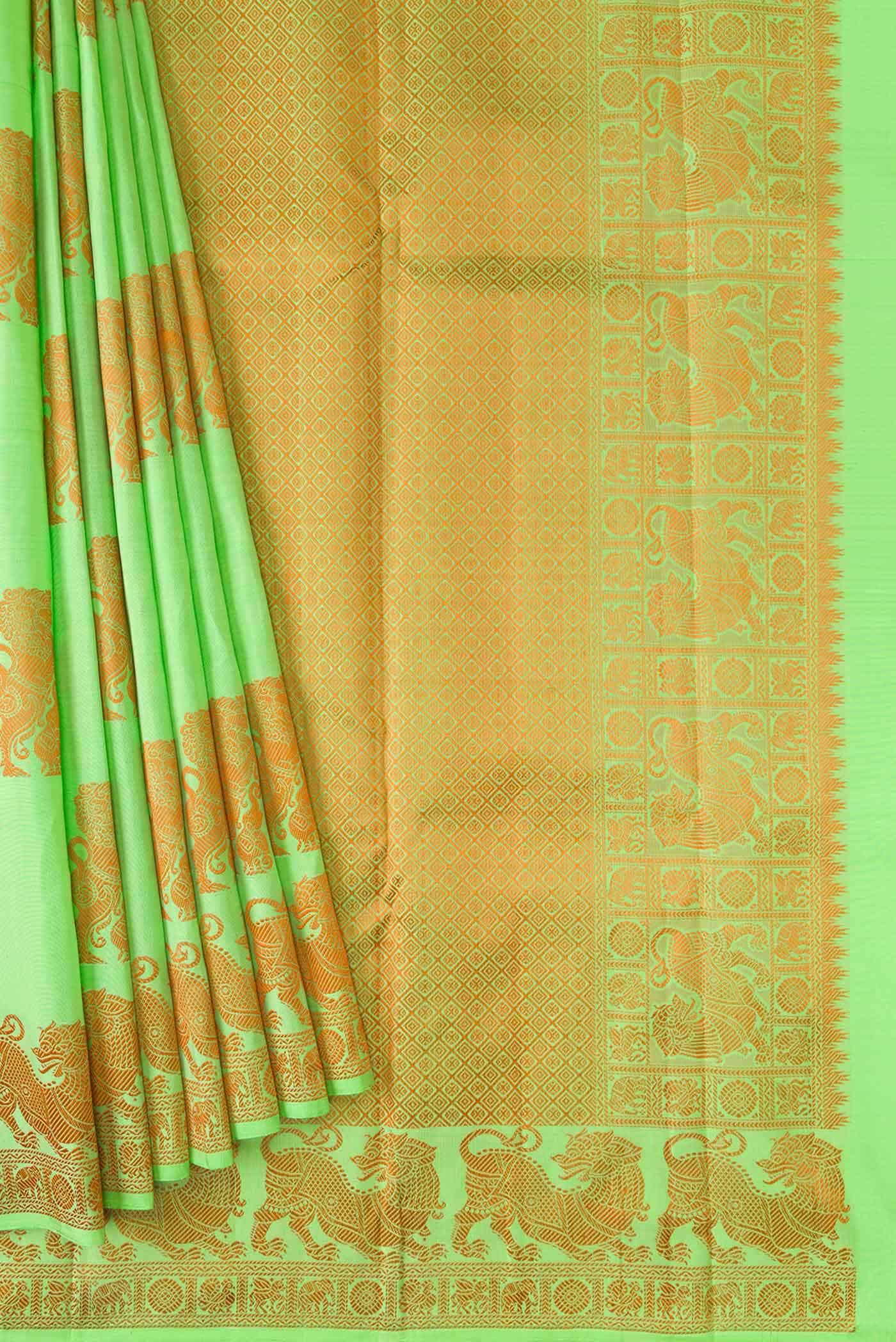 Sea Green Kanjivaram Silk Saree - Image 2