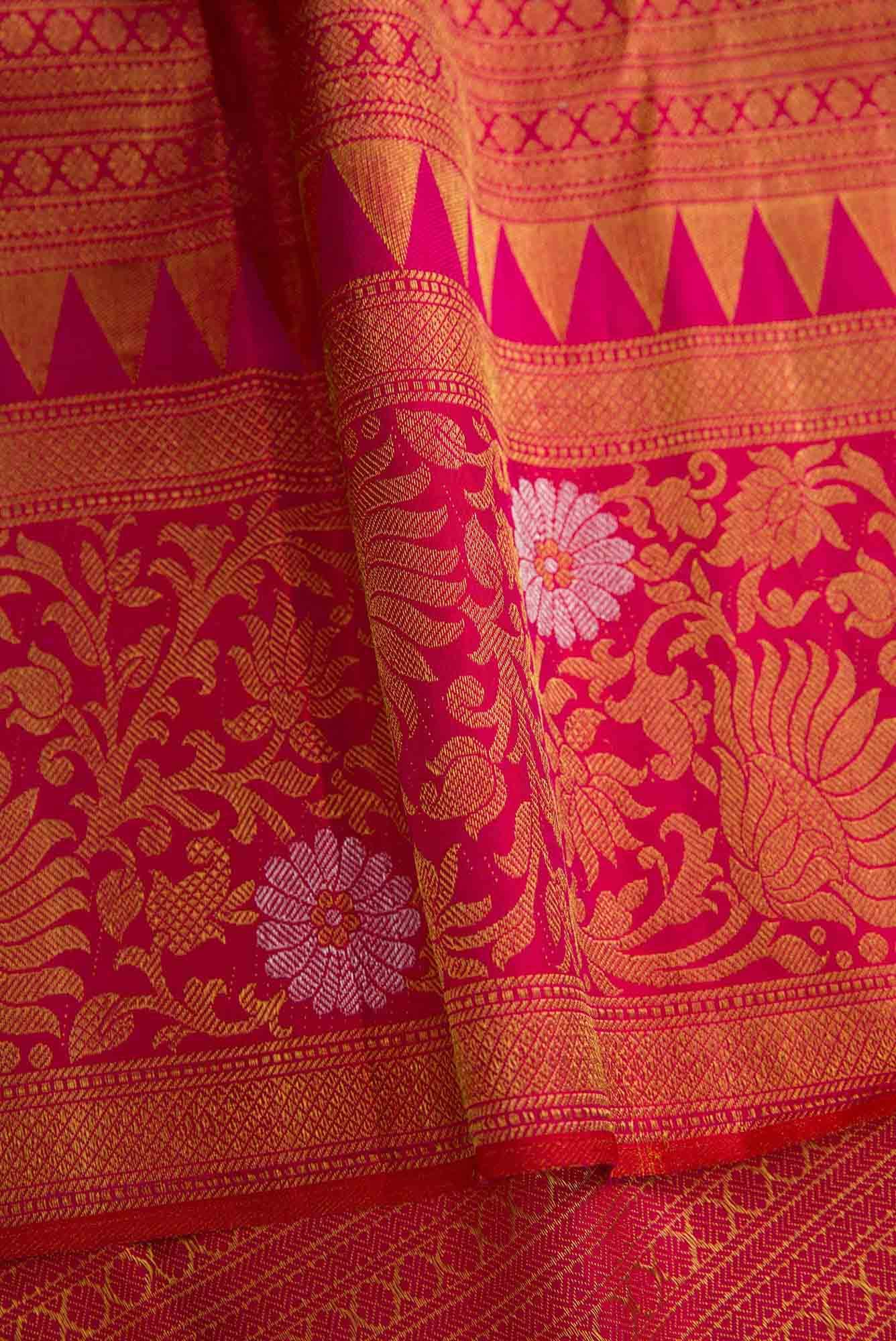 Pure Silk Pure Zari Sea Green Dual Tone Kanjivaram Saree - Image 6