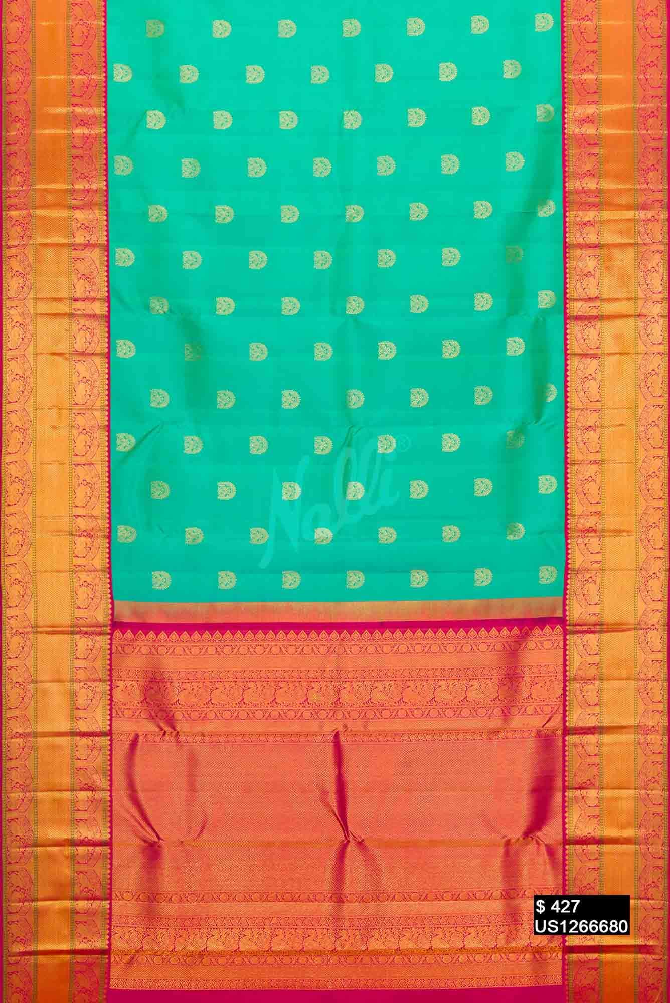 Sea Green Kanchipuram Silk Saree