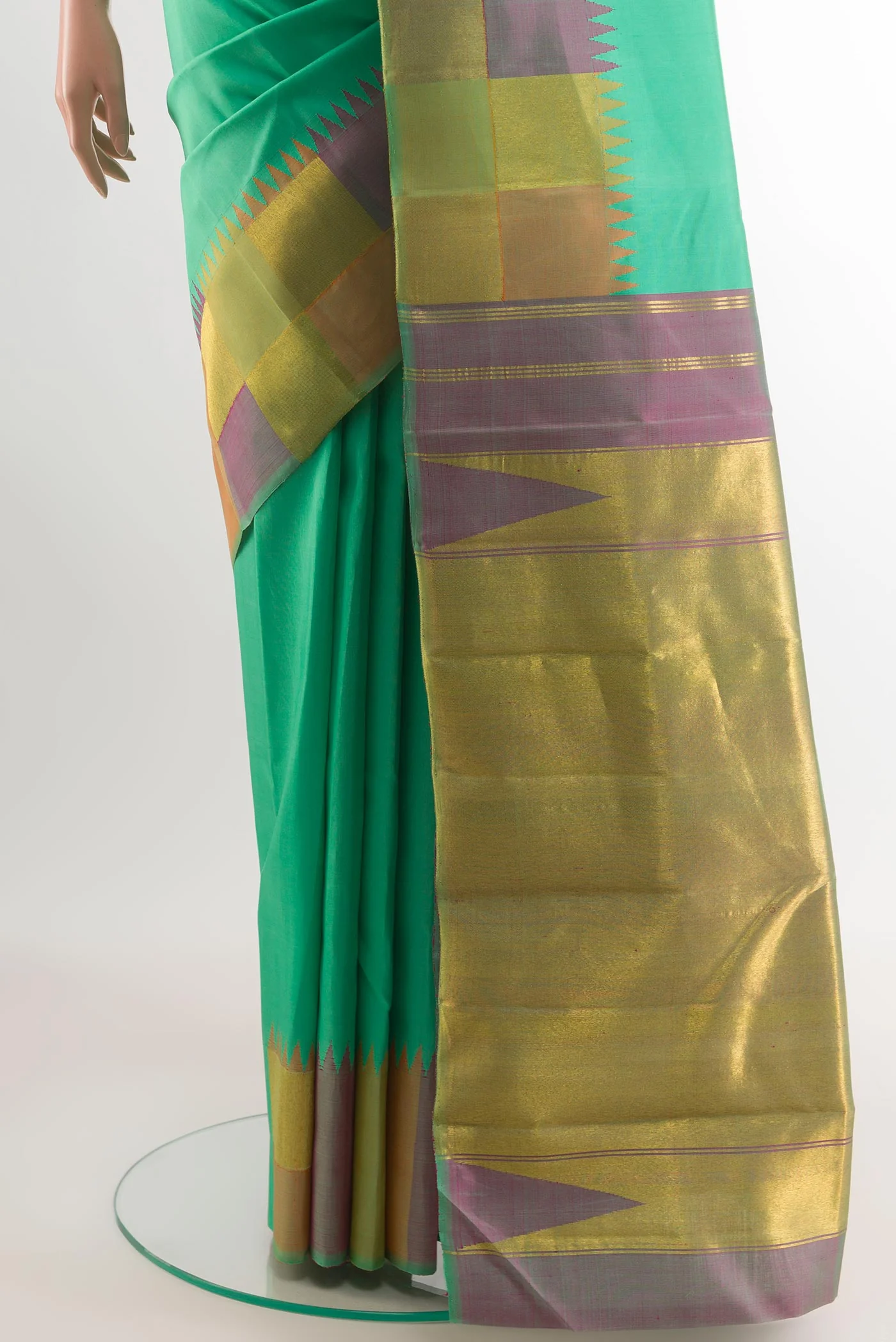 Sea Green Kanjivaram Silk Saree - Image 3