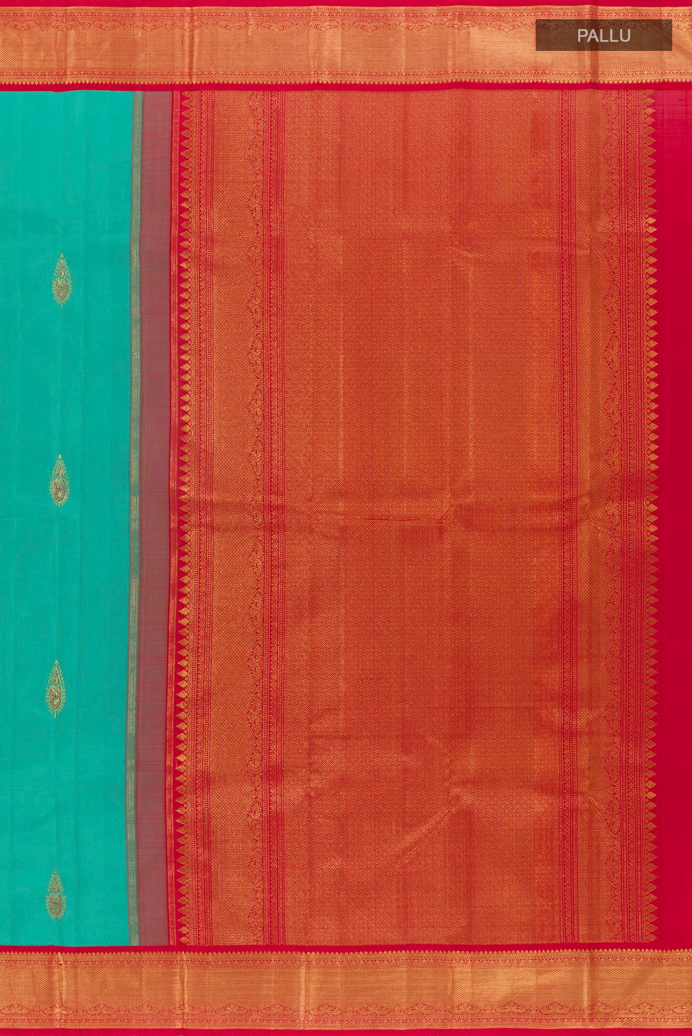 Turquoise Kanjivaram Silk Saree - Image 6