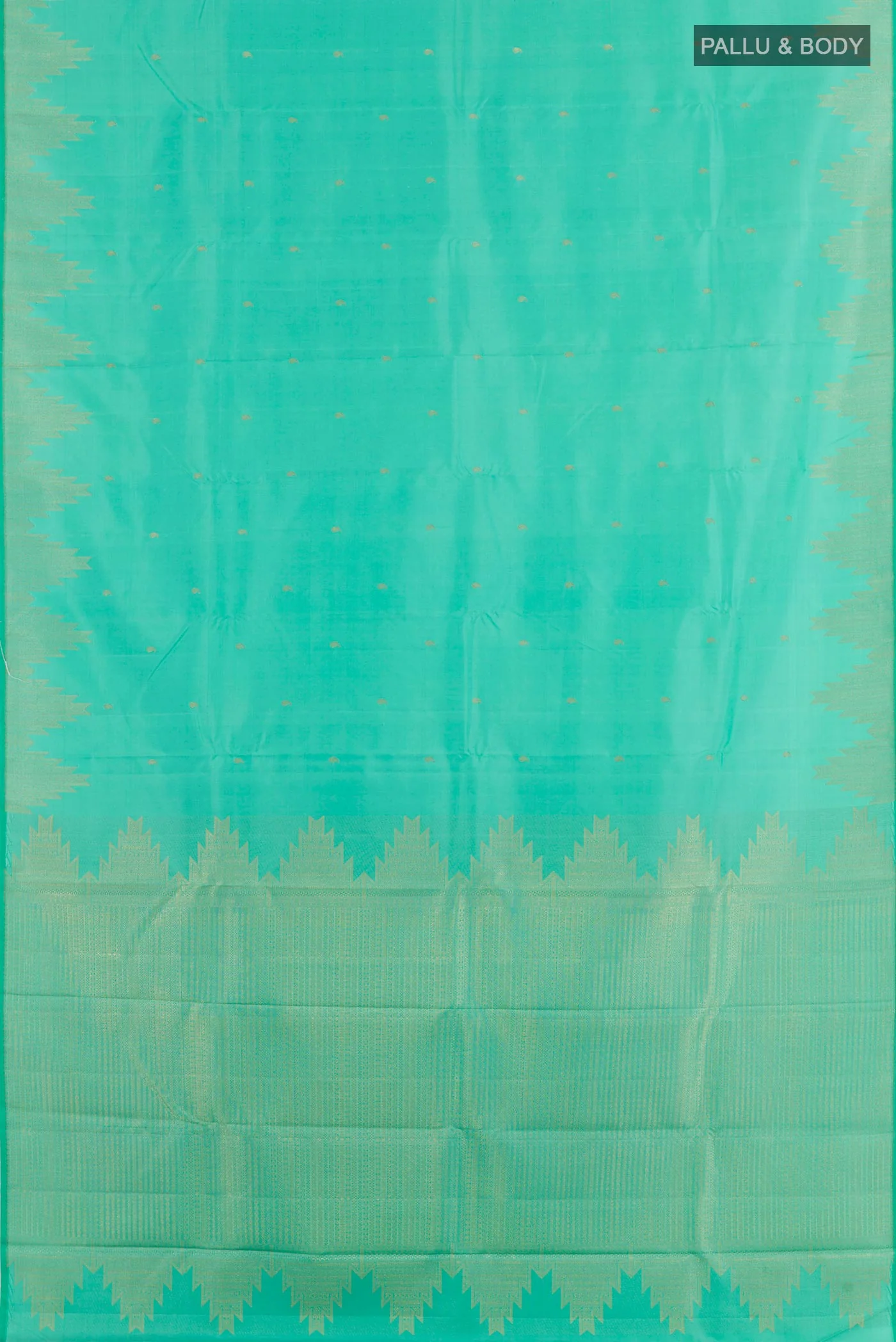 Turquoise Kanjivaram Silk Saree - Image 5